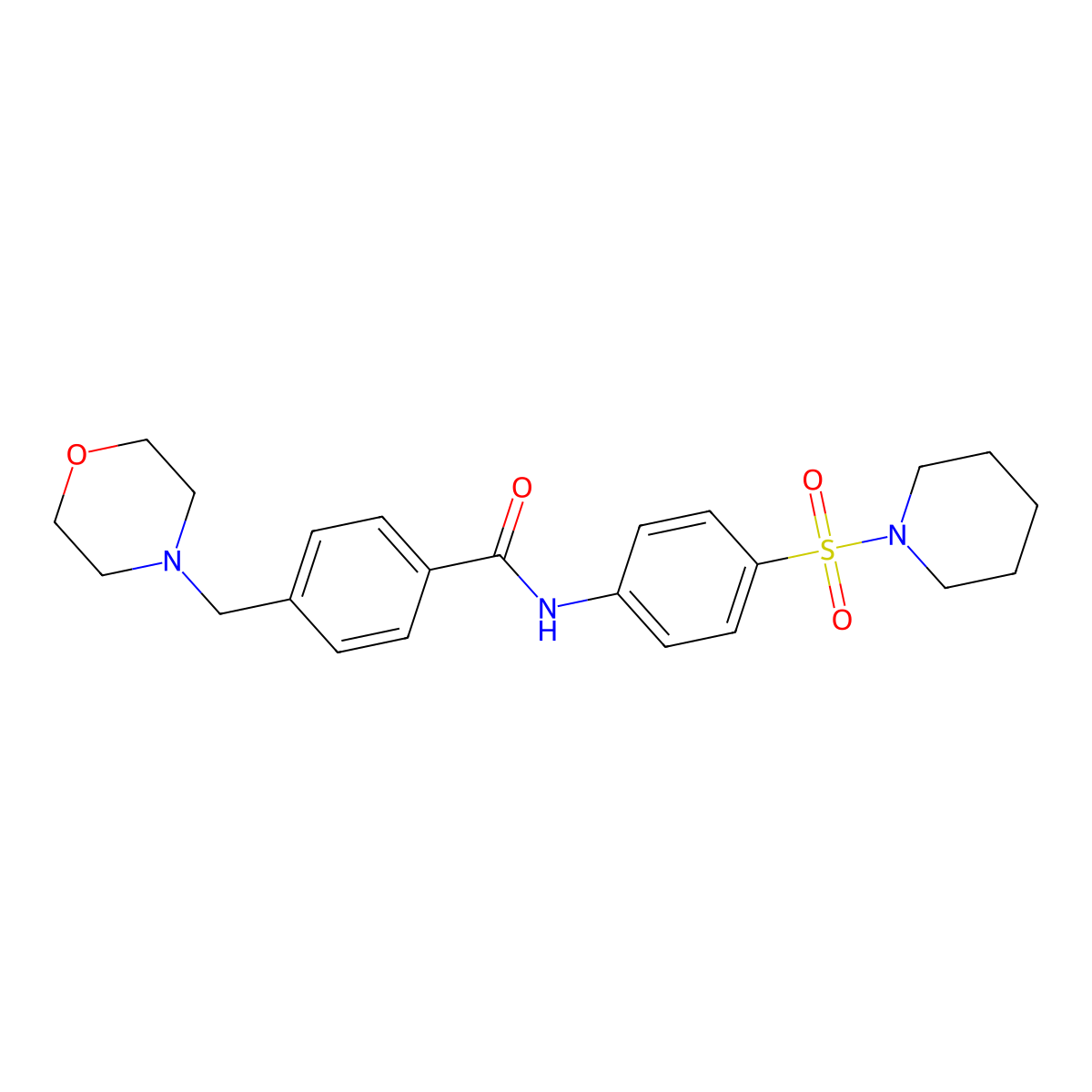 4-(morpholin-4-ylmethyl)-N-[4-(piperidin-1-ylsulfonyl)phenyl]benzamide molecular structure, CAS 335392-97-7