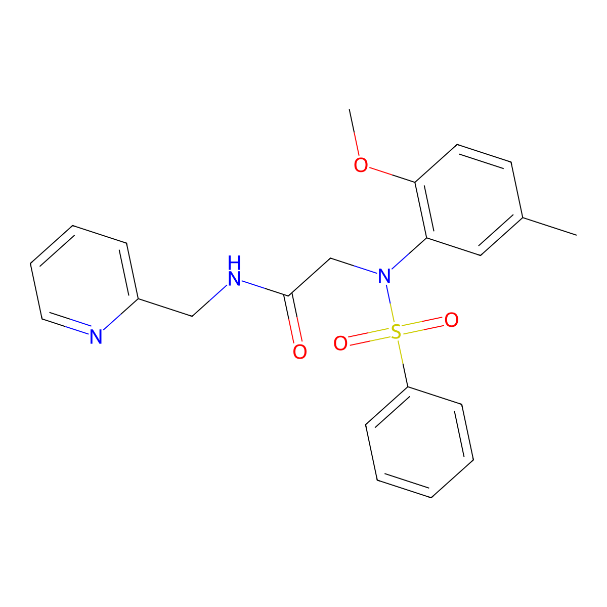 2-[N-(benzenesulfonyl)-2-methoxy-5-methylanilino]-N-(pyridin-2-ylmethyl)acetamide molecular structure, CAS 335393-08-3
