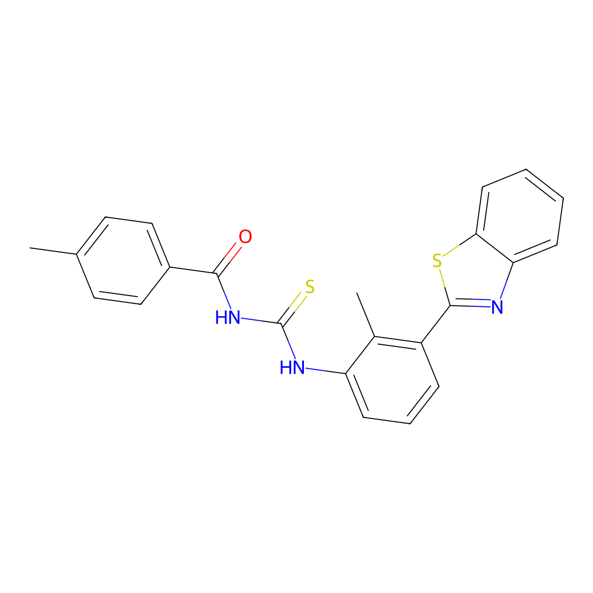 N-[[3-(1,3-benzothiazol-2-yl)-2-methylphenyl]carbamothioyl]-4-methylbenzamide molecular structure, CAS 335393-34-5