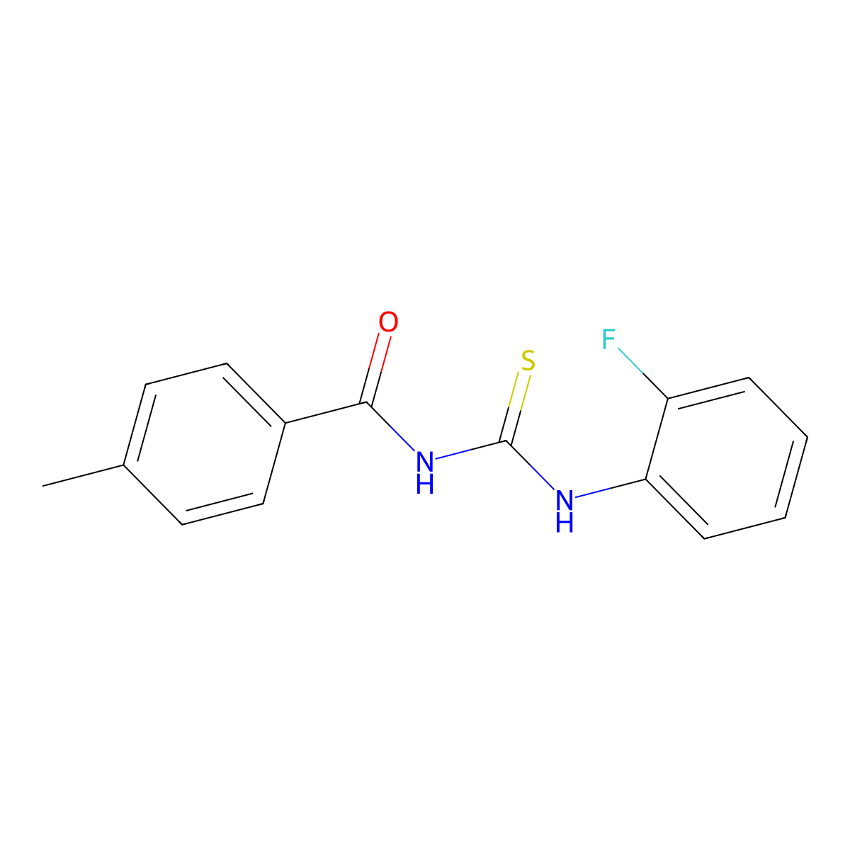 N-[(2-fluorophenyl)carbamothioyl]-4-methylbenzamide molecular structure, CAS 335393-54-9