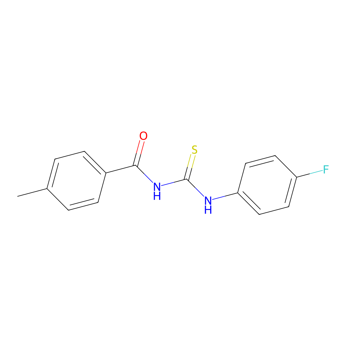 N-[(4-fluorophenyl)carbamothioyl]-4-methylbenzamide molecular structure, CAS 335393-56-1