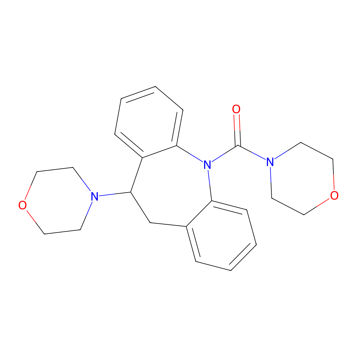 Morpholin-4-yl-(5-morpholin-4-yl-5,6-dihydrobenzo[b][1]benzazepin-11-yl)methanone molecular structure, CAS 335393-81-2