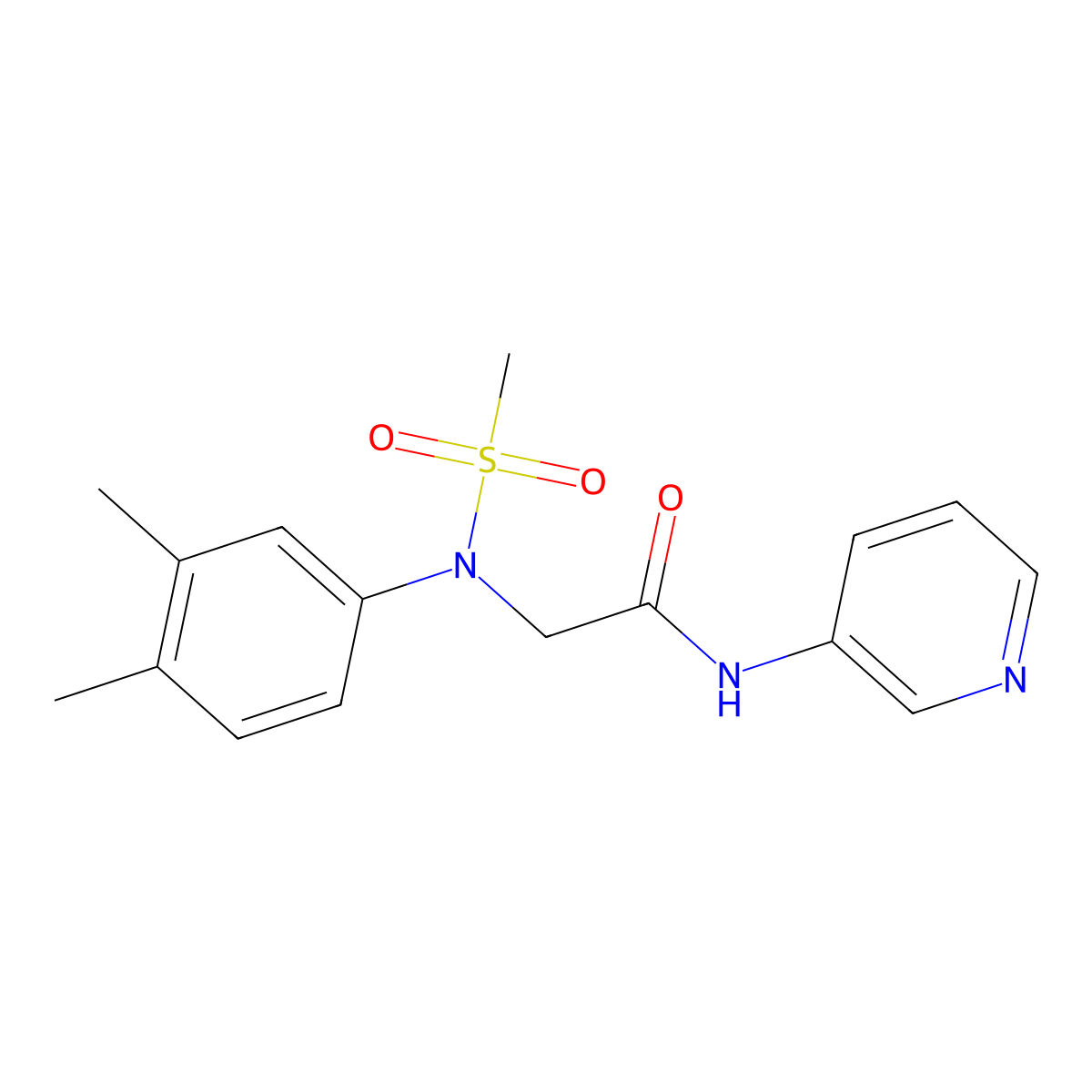 2-(3,4-dimethyl-N-methylsulfonylanilino)-N-pyridin-3-ylacetamide molecular structure, CAS 335393-95-8