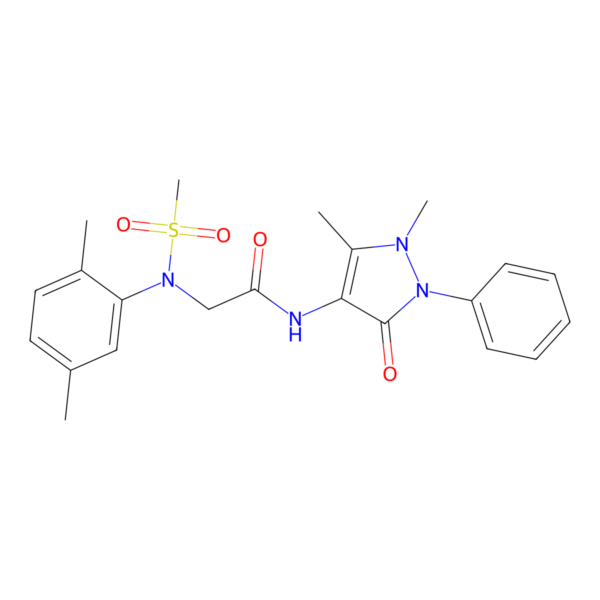 N-(2,3-Dihydro-1,5-dimethyl-3-oxo-2-phenyl-1H-pyrazol-4-yl)-2-[(2,5-dimethylphenyl)(methylsulfonyl)amino]acetamide molecular structure, CAS 335394-28-0