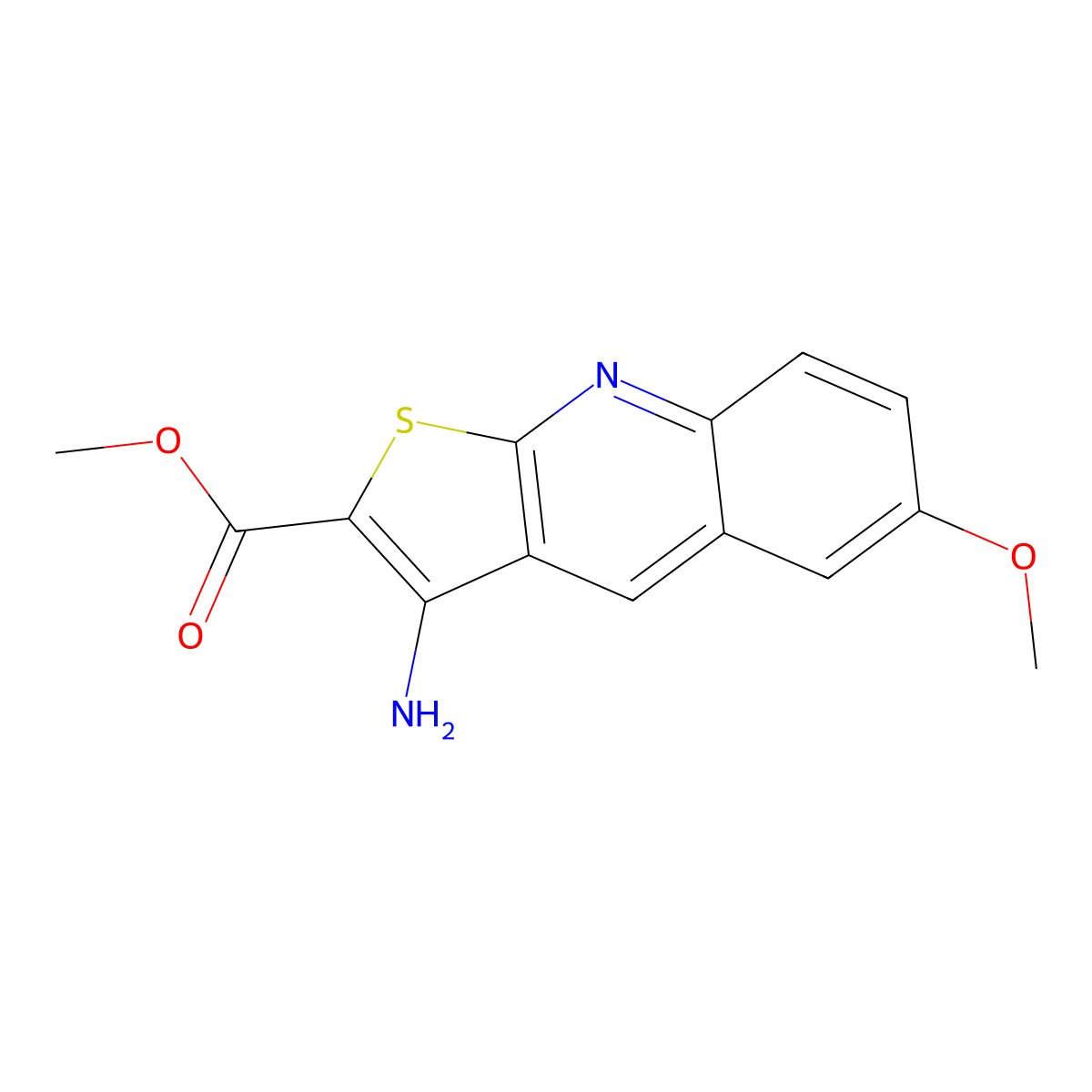 Methyl 3-amino-6-methoxythieno[2,3-b]quinoline-2-carboxylate molecular structure, CAS 335394-78-0