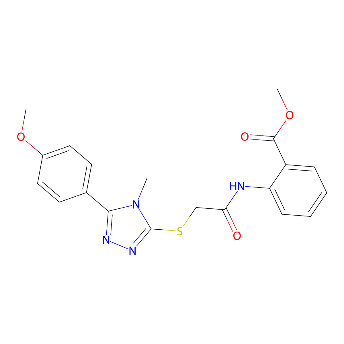 methyl 2-[({[5-(4-methoxyphenyl)-4-methyl-4H-1,2,4-triazol-3-yl]sulfanyl}acetyl)amino]benzoate molecular structure, CAS 335396-47-9