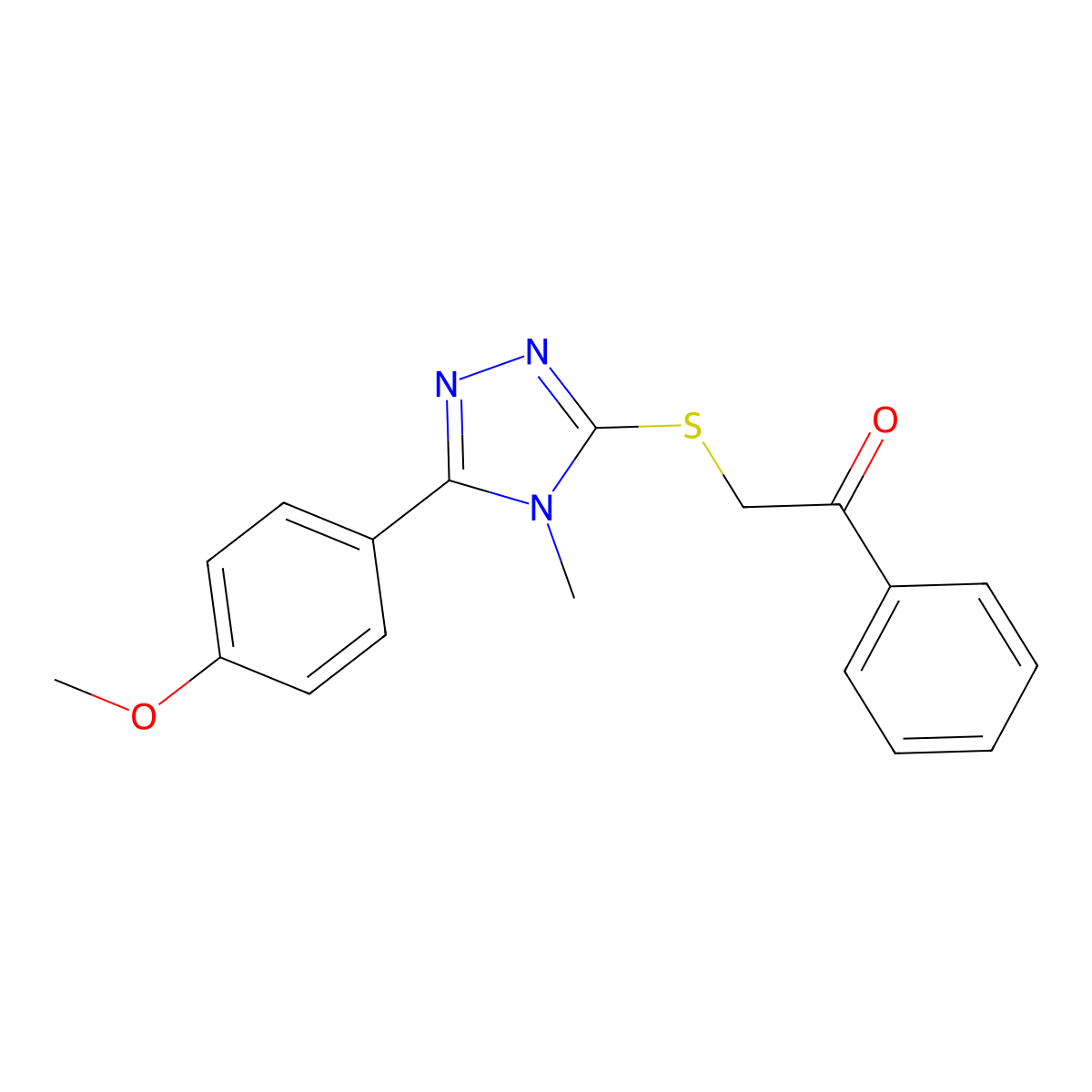 2-[[5-(4-Methoxyphenyl)-4-methyl-1,2,4-triazol-3-yl]sulfanyl]-1-phenylethanone molecular structure, CAS 335396-52-6