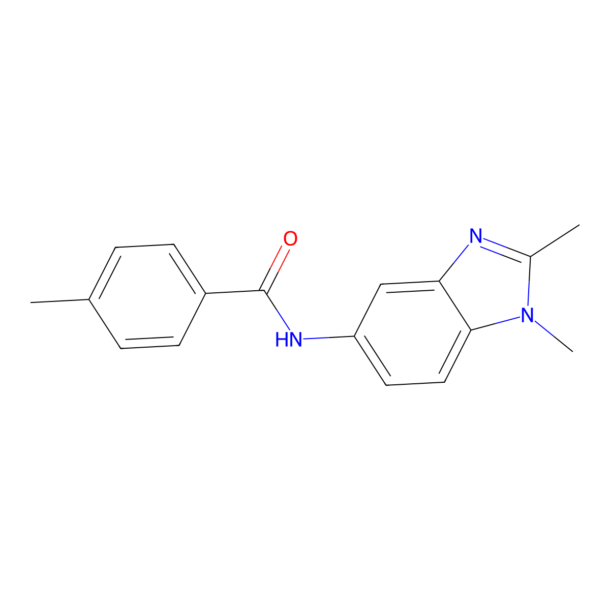 N-(1,2-dimethylbenzimidazol-5-yl)-4-methylbenzamide molecular structure, CAS 335397-24-5