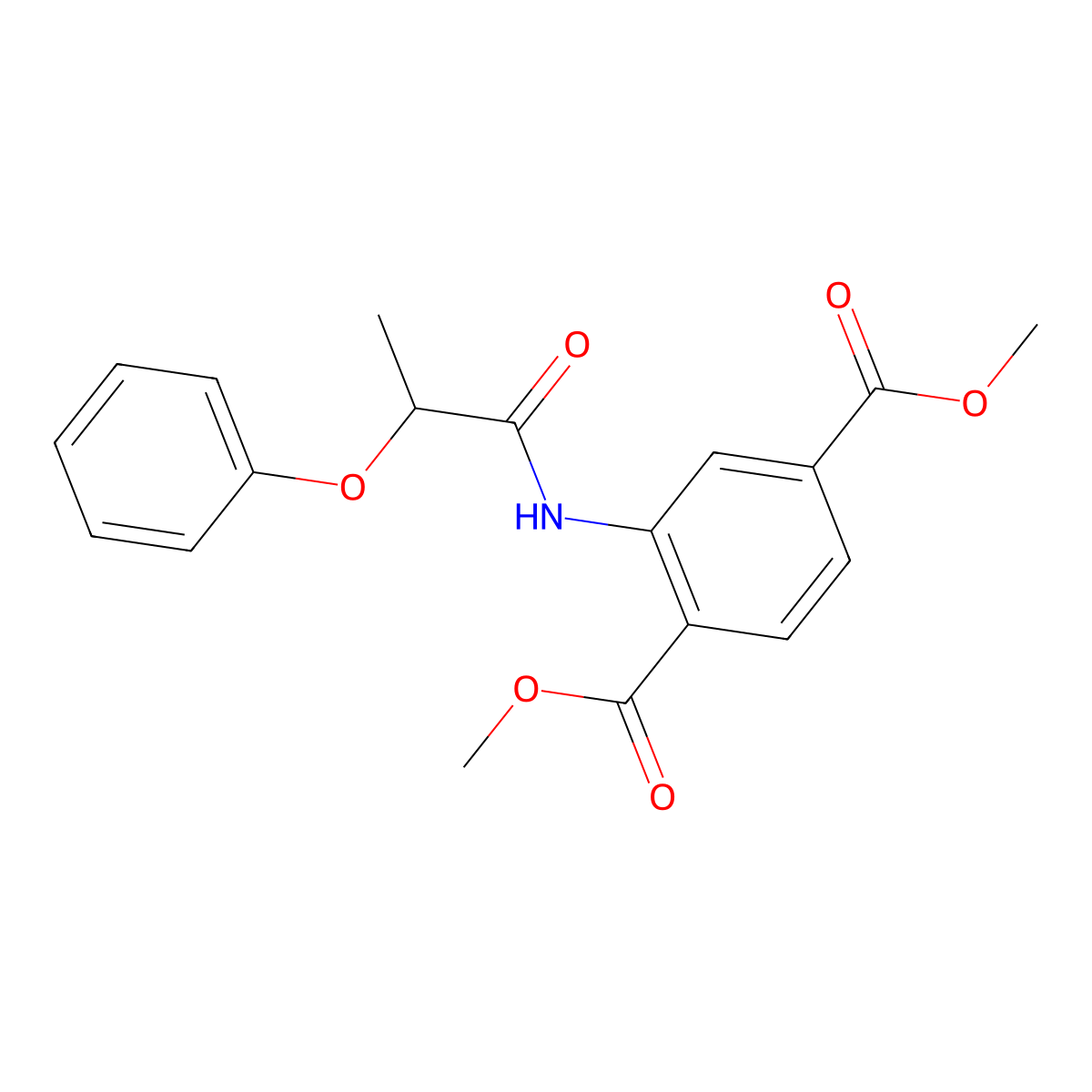 Dimethyl 2-[(2-phenoxypropanoyl)amino]terephthalate molecular structure, CAS 335397-28-9