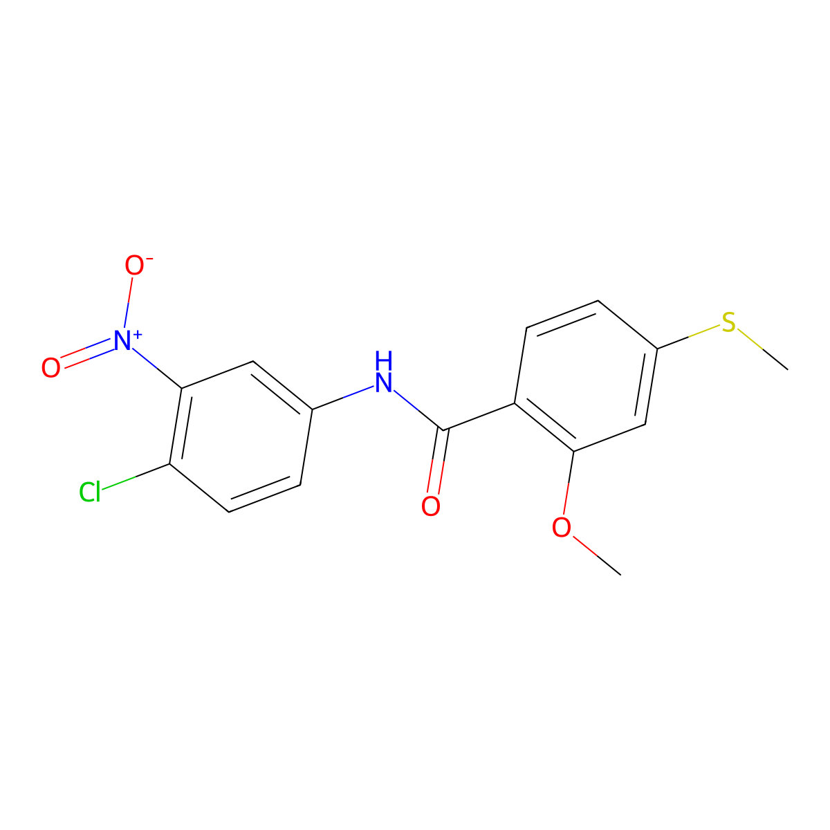 N-(4-chloro-3-nitrophenyl)-2-methoxy-4-methylsulfanylbenzamide molecular structure, CAS 335397-35-8