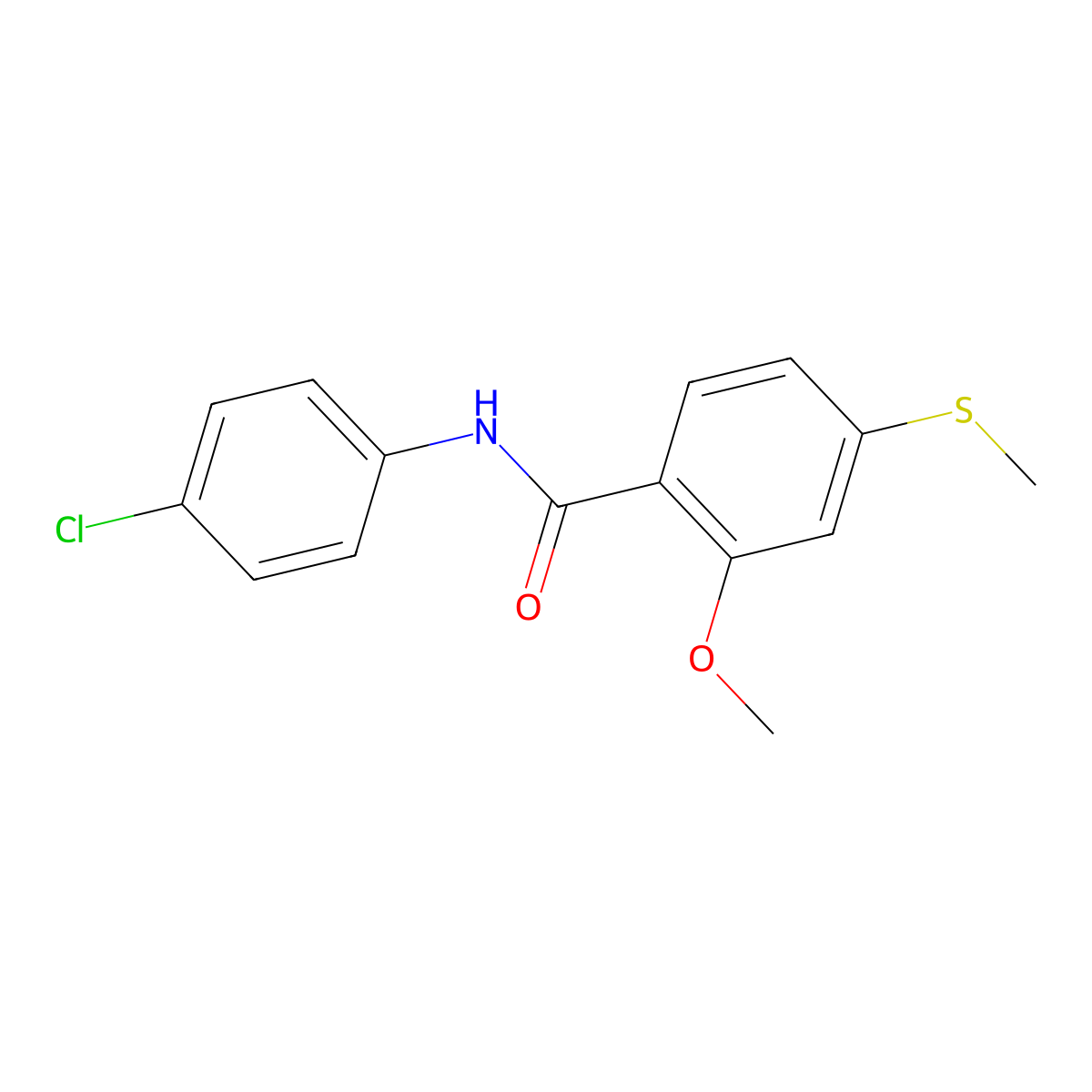 N-(4-chlorophenyl)-2-methoxy-4-(methylsulfanyl)benzamide molecular structure, CAS 335397-37-0