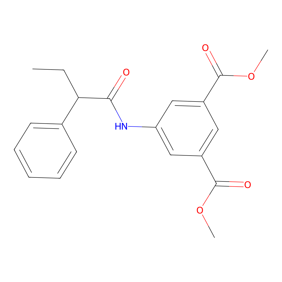 Dimethyl 5-[(2-phenylbutanoyl)amino]isophthalate molecular structure, CAS 335397-43-8