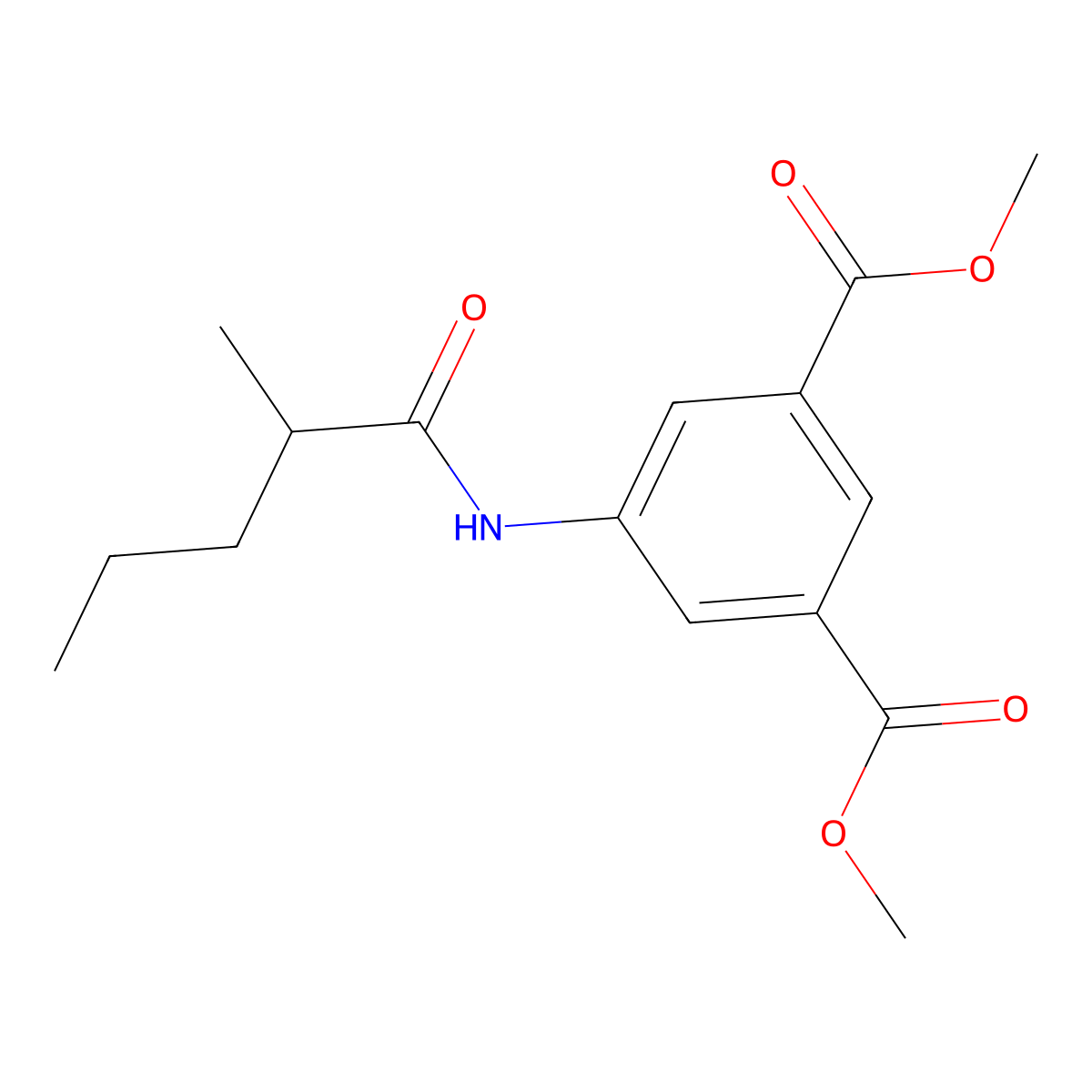 Dimethyl 5-[(2-methylpentanoyl)amino]isophthalate molecular structure, CAS 335397-44-9