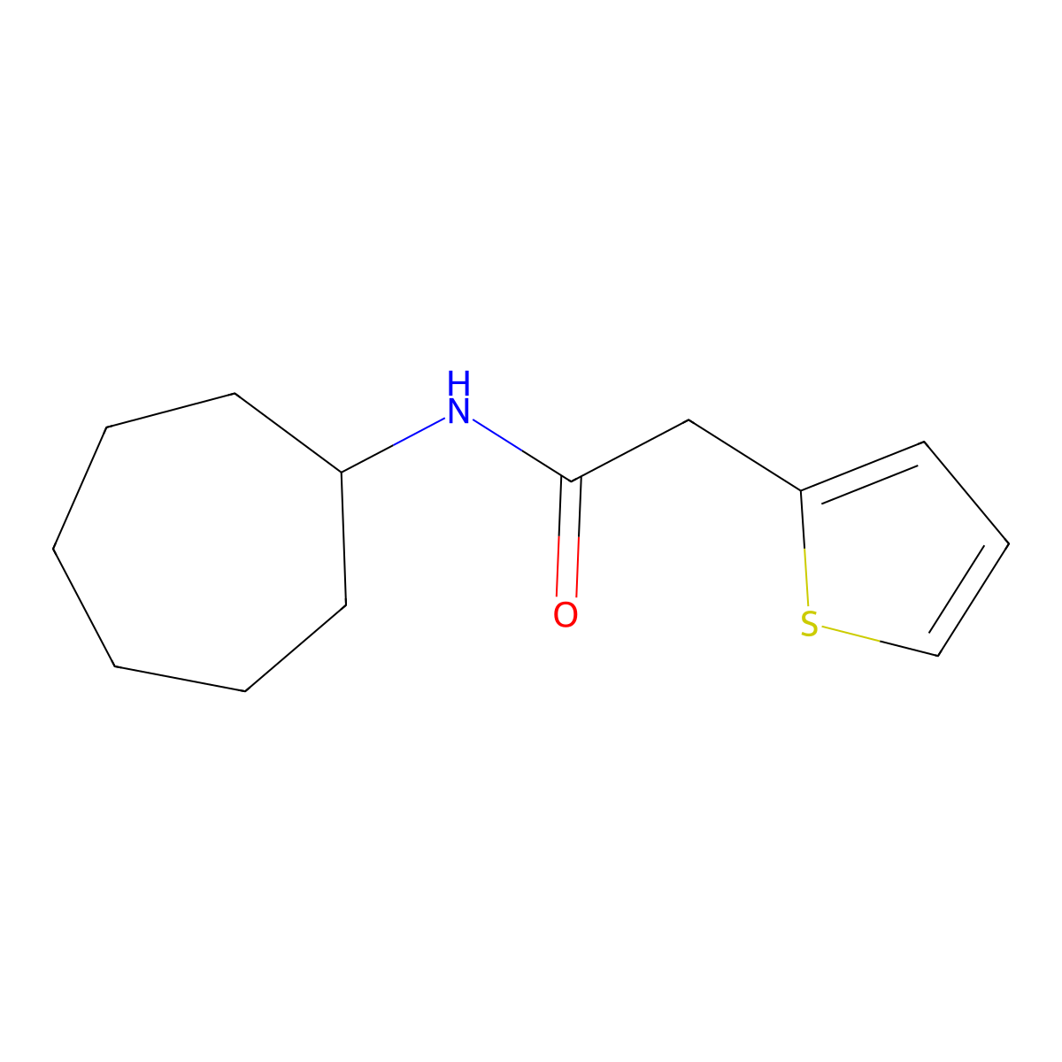N-cycloheptyl-2-(2-thienyl)acetamide molecular structure, CAS 335397-84-7