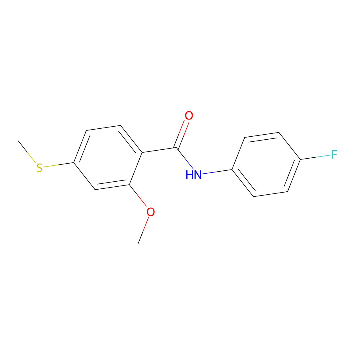 N-(4-fluorophenyl)-2-methoxy-4-(methylsulfanyl)benzamide molecular structure, CAS 335397-88-1