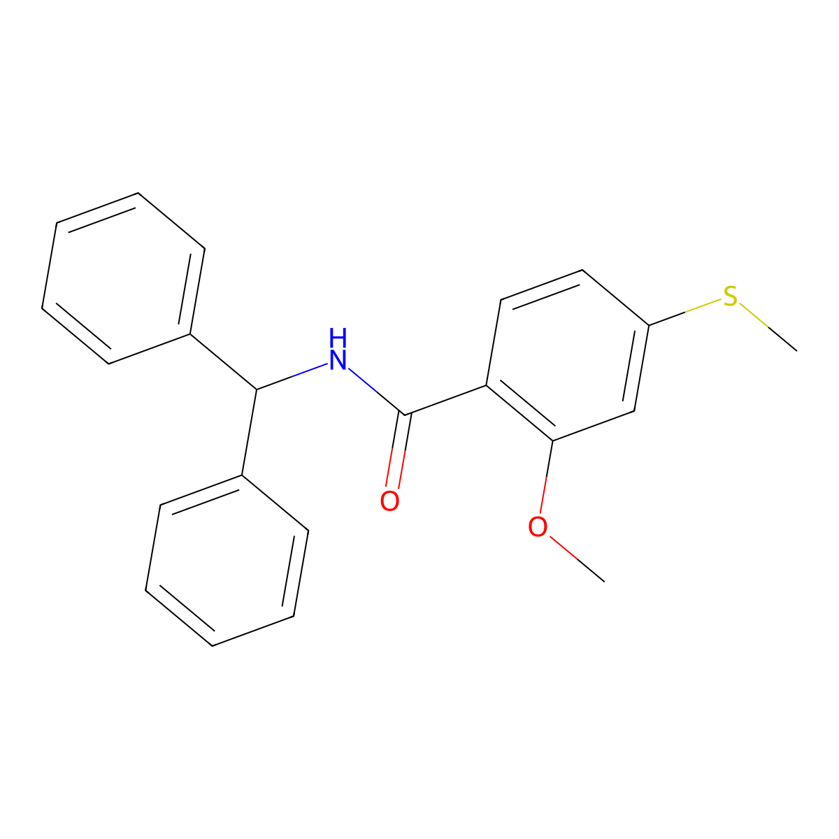 N-benzhydryl-2-methoxy-4-methylsulfanylbenzamide molecular structure, CAS 335398-00-0