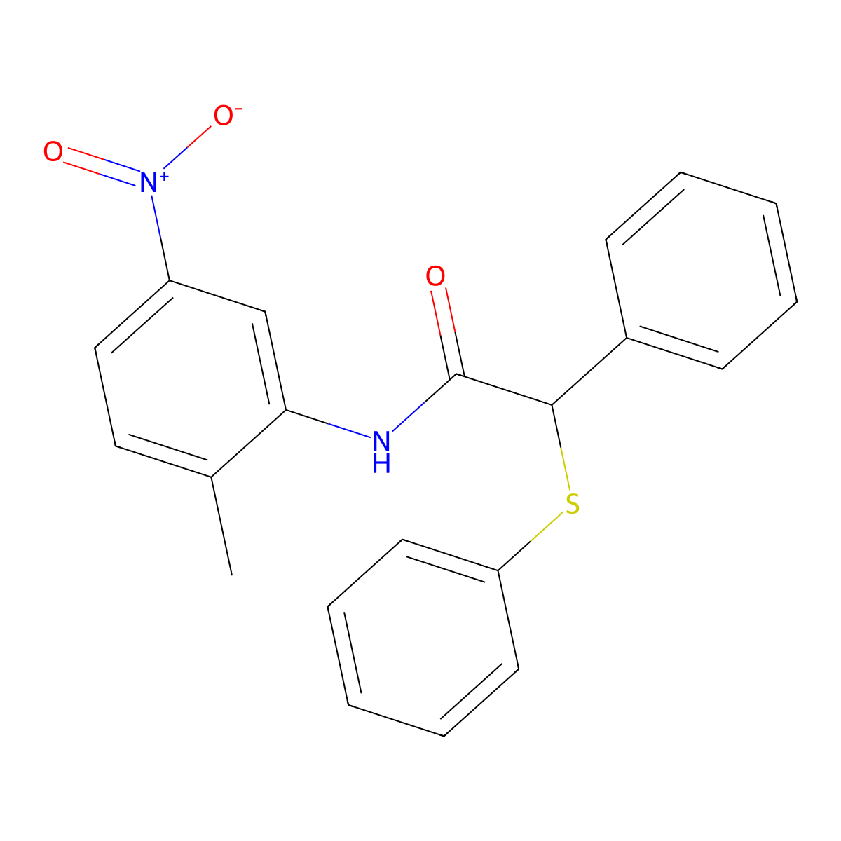N-(2-methyl-5-nitrophenyl)-2-phenyl-2-(phenylsulfanyl)acetamide molecular structure, CAS 335398-14-6