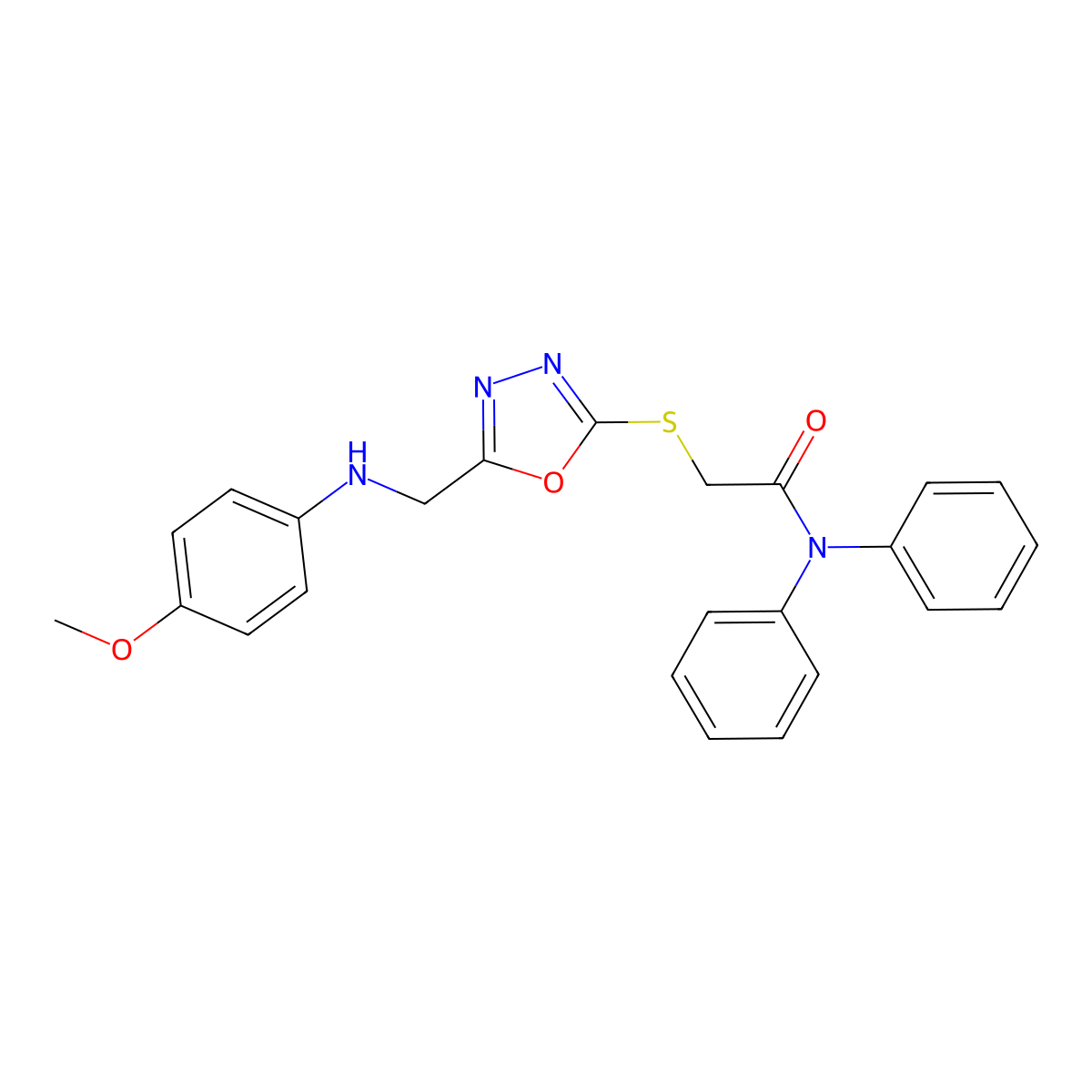 2-[[5-[[(4-Methoxyphenyl)amino]methyl]-1,3,4-oxadiazol-2-yl]thio]-N,N-diphenylacetamide molecular structure, CAS 335398-51-1