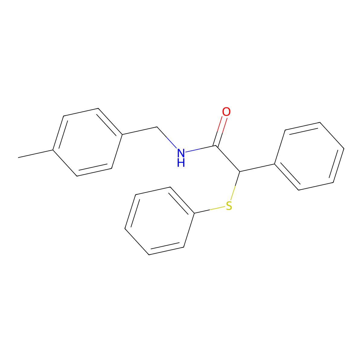 N-(4-methylbenzyl)-2-phenyl-2-(phenylsulfanyl)acetamide molecular structure, CAS 335398-62-4