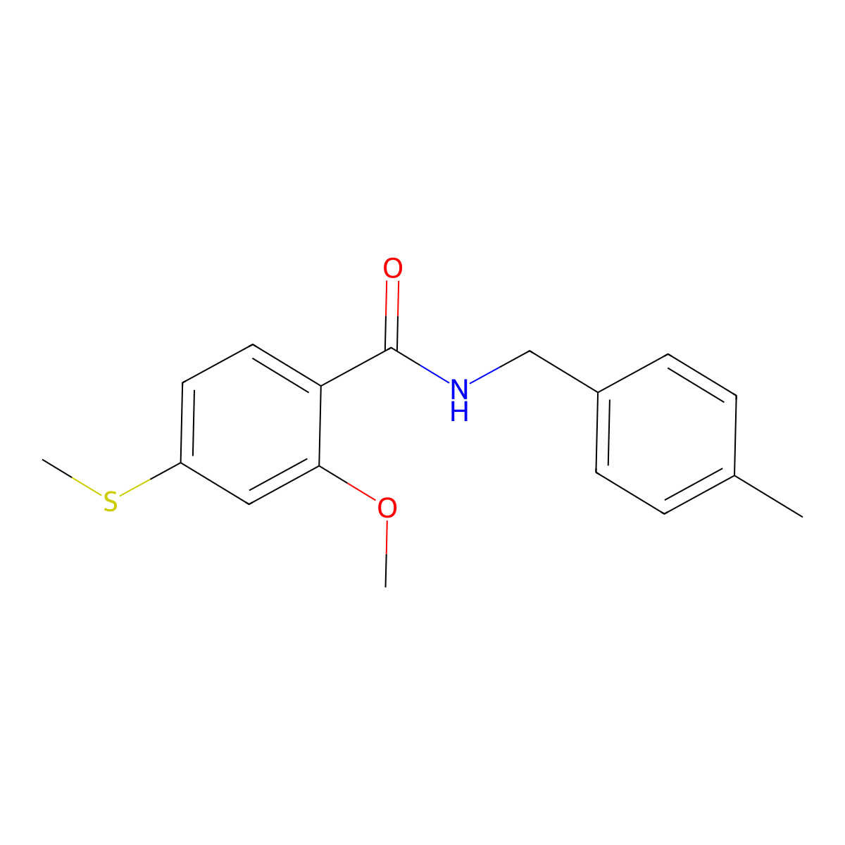 2-methoxy-N-[(4-methylphenyl)methyl]-4-(methylsulfanyl)benzamide molecular structure, CAS 335398-64-6