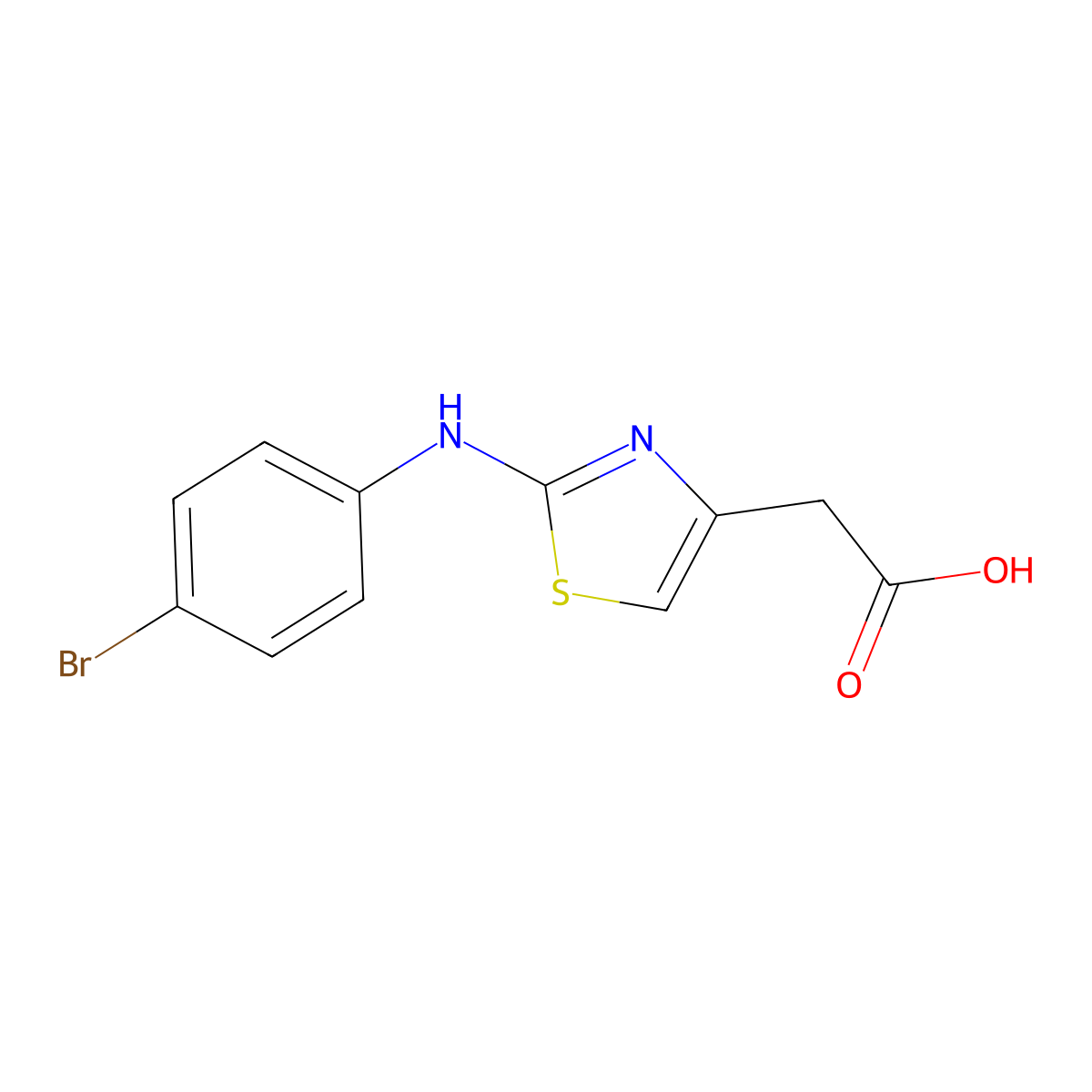 [2-(4-Bromo-phenylamino)-thiazol-4-yl]-acetic acid molecular structure, CAS 335398-78-2