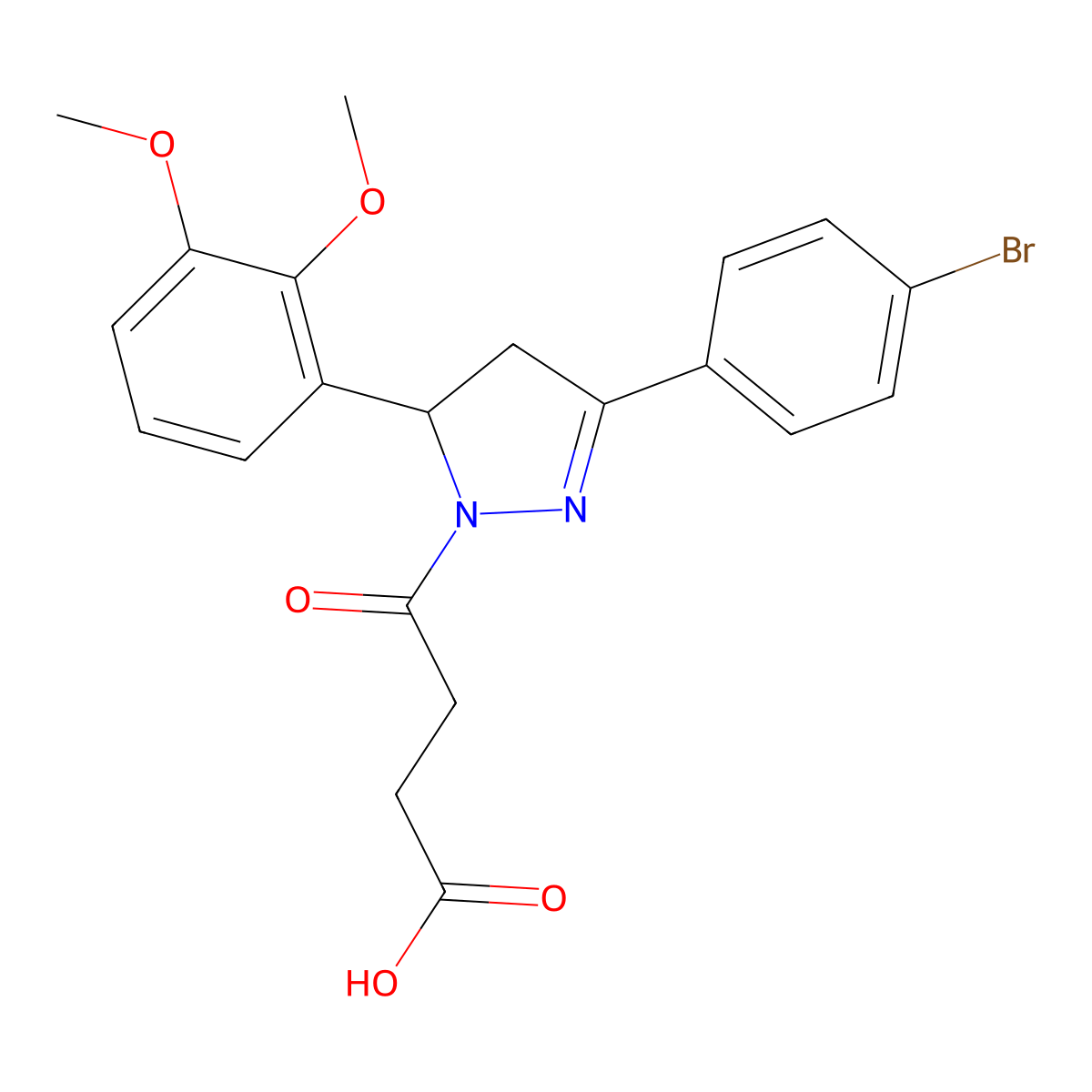 4-(3-(4-bromophenyl)-5-(2,3-dimethoxyphenyl)-4,5-dihydro-1H-pyrazol-1-yl)-4-oxobutanoic acid molecular structure, CAS 335398-96-4