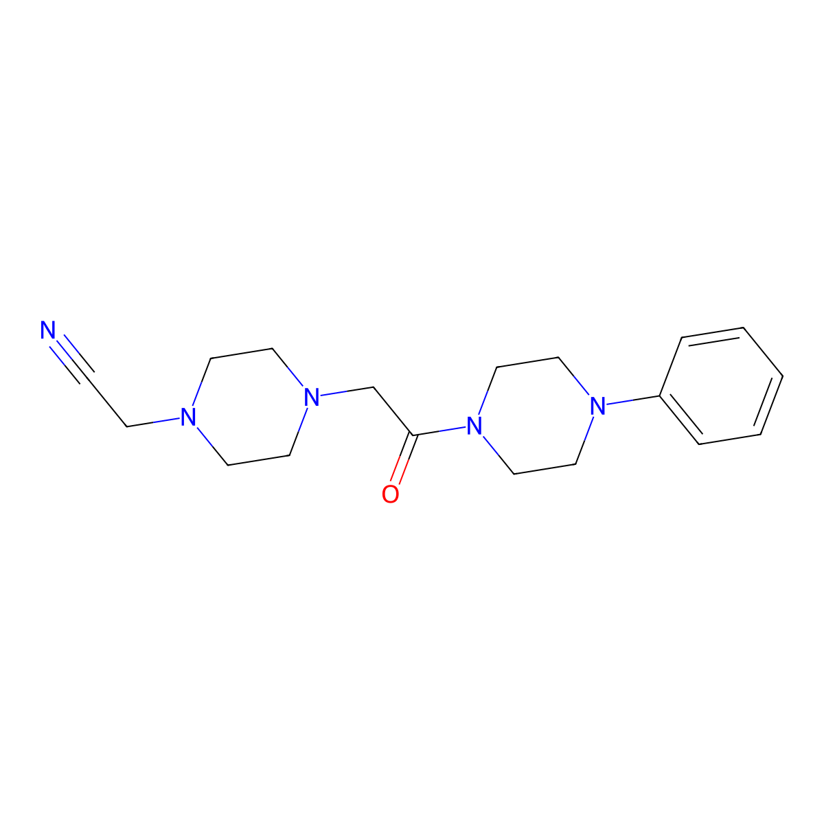 2-(4-(2-Oxo-2-(4-phenylpiperazin-1-yl)ethyl)piperazin-1-yl)acetonitrile molecular structure, CAS 335399-02-5