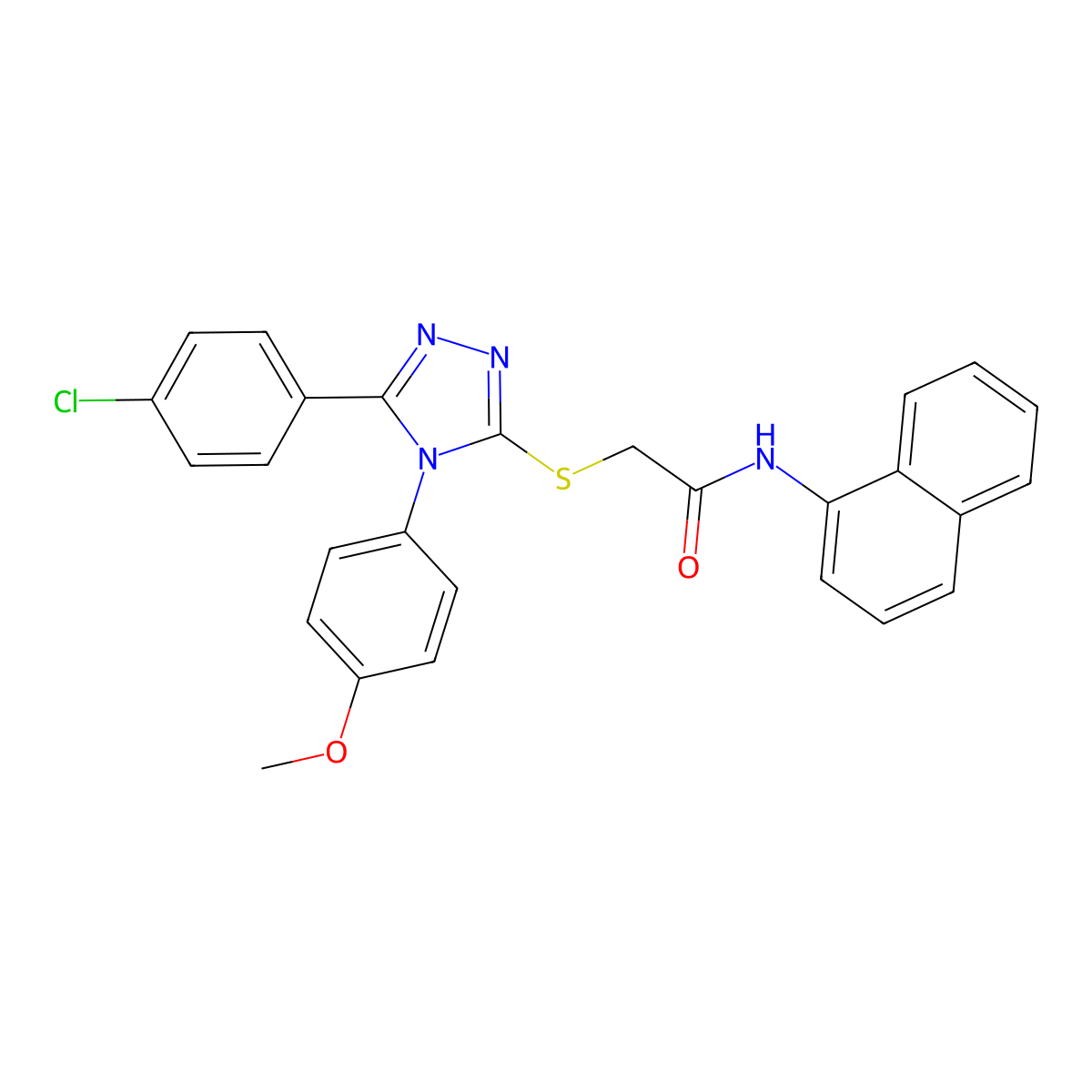 2-[[5-(4-chlorophenyl)-4-(4-methoxyphenyl)-1,2,4-triazol-3-yl]sulfanyl]-N-naphthalen-1-ylacetamide molecular structure, CAS 335399-57-0