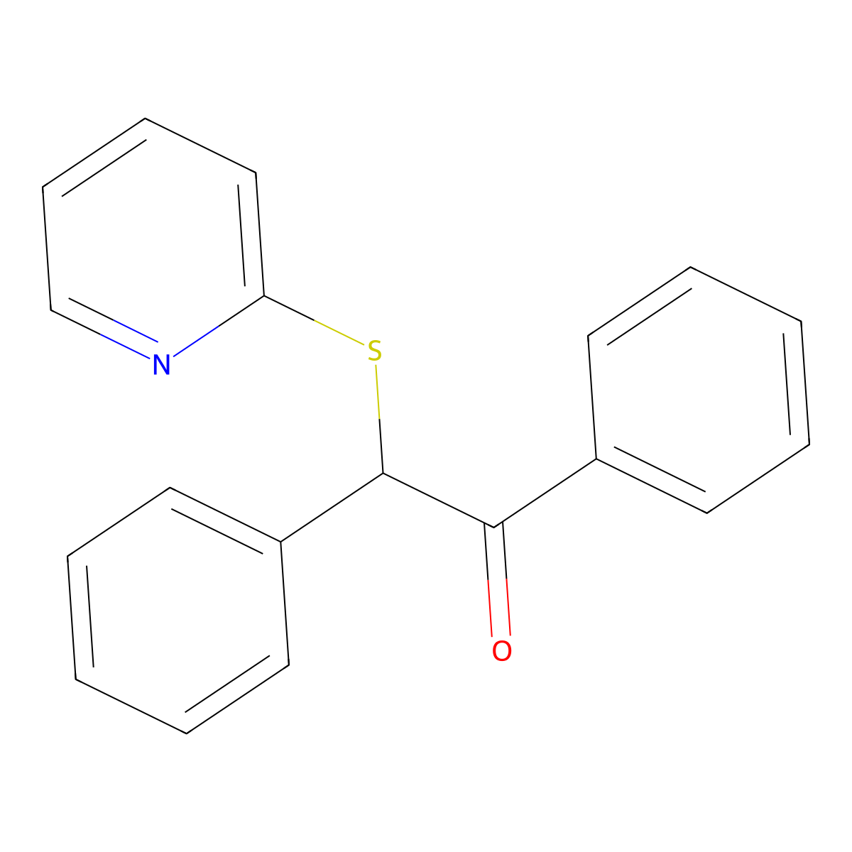 1,2-Diphenyl-2-(pyridin-2-ylsulfanyl)ethanone molecular structure, CAS 3354-02-7