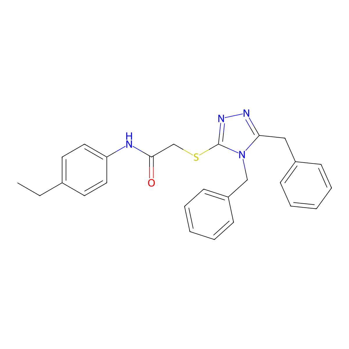 2-((4,5-Dibenzyl-4H-1,2,4-triazol-3-YL)thio)-N-(4-ethylphenyl)acetamide molecular structure, CAS 335400-05-0
