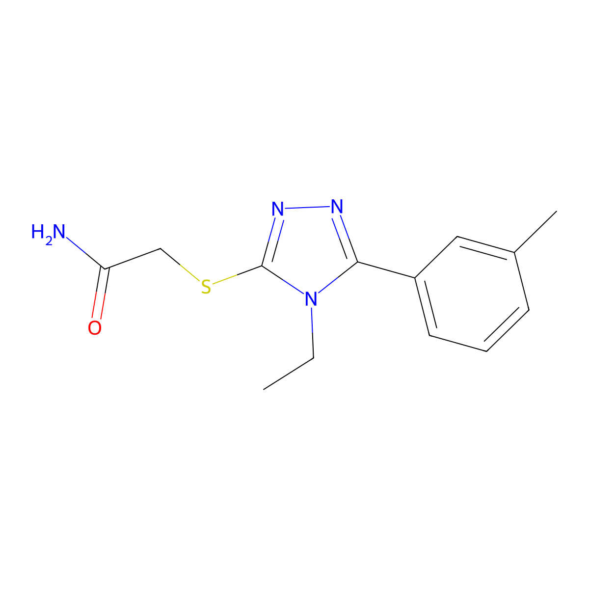 2-[[4-Ethyl-5-(3-methylphenyl)-1,2,4-triazol-3-yl]sulfanyl]acetamide molecular structure, CAS 335401-76-8