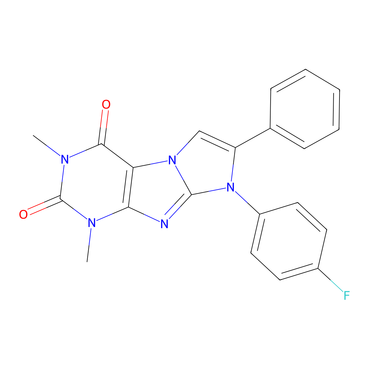 6-(4-Fluorophenyl)-2,4-dimethyl-7-phenylpurino[7,8-a]imidazole-1,3-dione molecular structure, CAS 335402-58-9