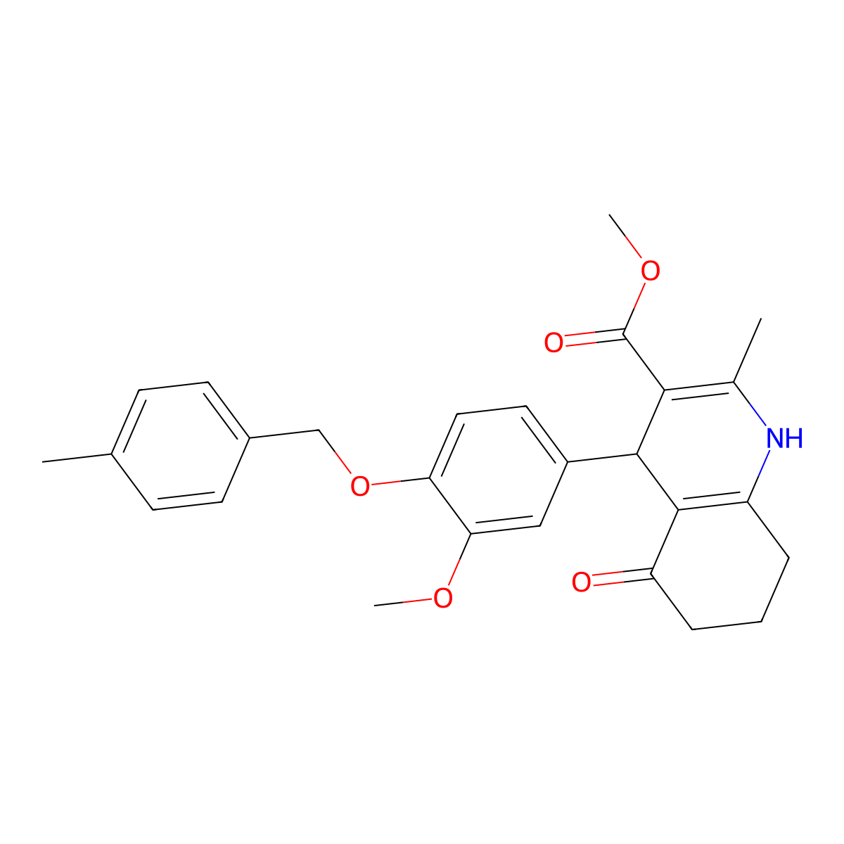 Methyl 4-{3-methoxy-4-[(4-methylbenzyl)oxy]phenyl}-2-methyl-5-oxo-1,4,5,6,7,8-hexahydro-3-quinolinecarboxylate molecular structure, CAS 335402-75-0