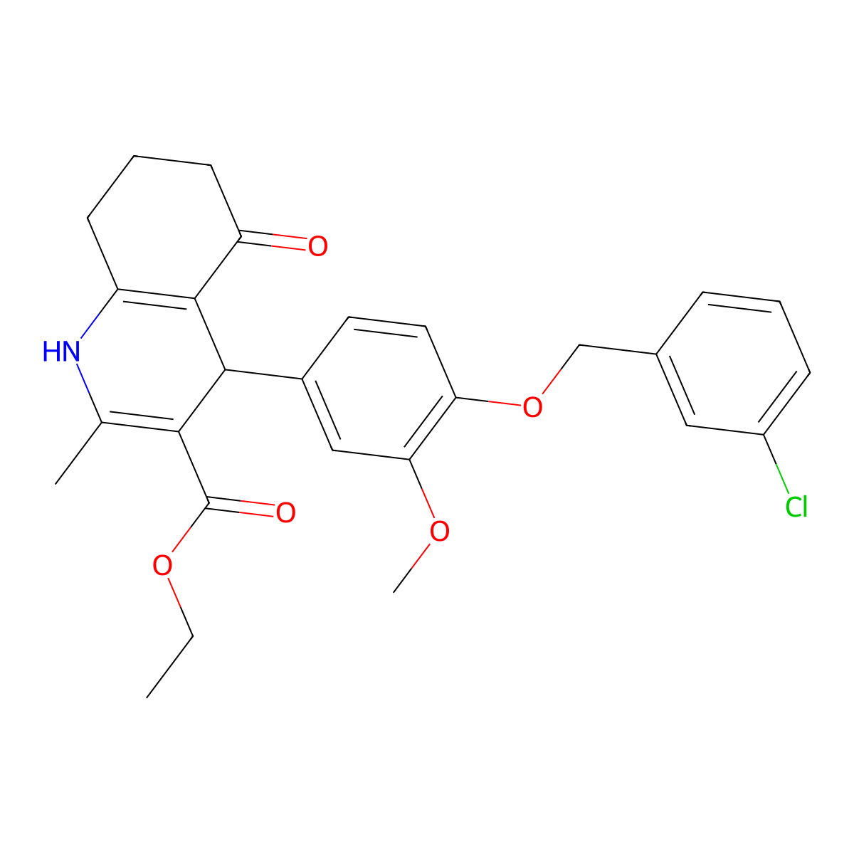 Ethyl 4-{4-[(3-chlorobenzyl)oxy]-3-methoxyphenyl}-2-methyl-5-oxo-1,4,5,6,7,8-hexahydro-3-quinolinecarboxylate molecular structure, CAS 335402-79-4