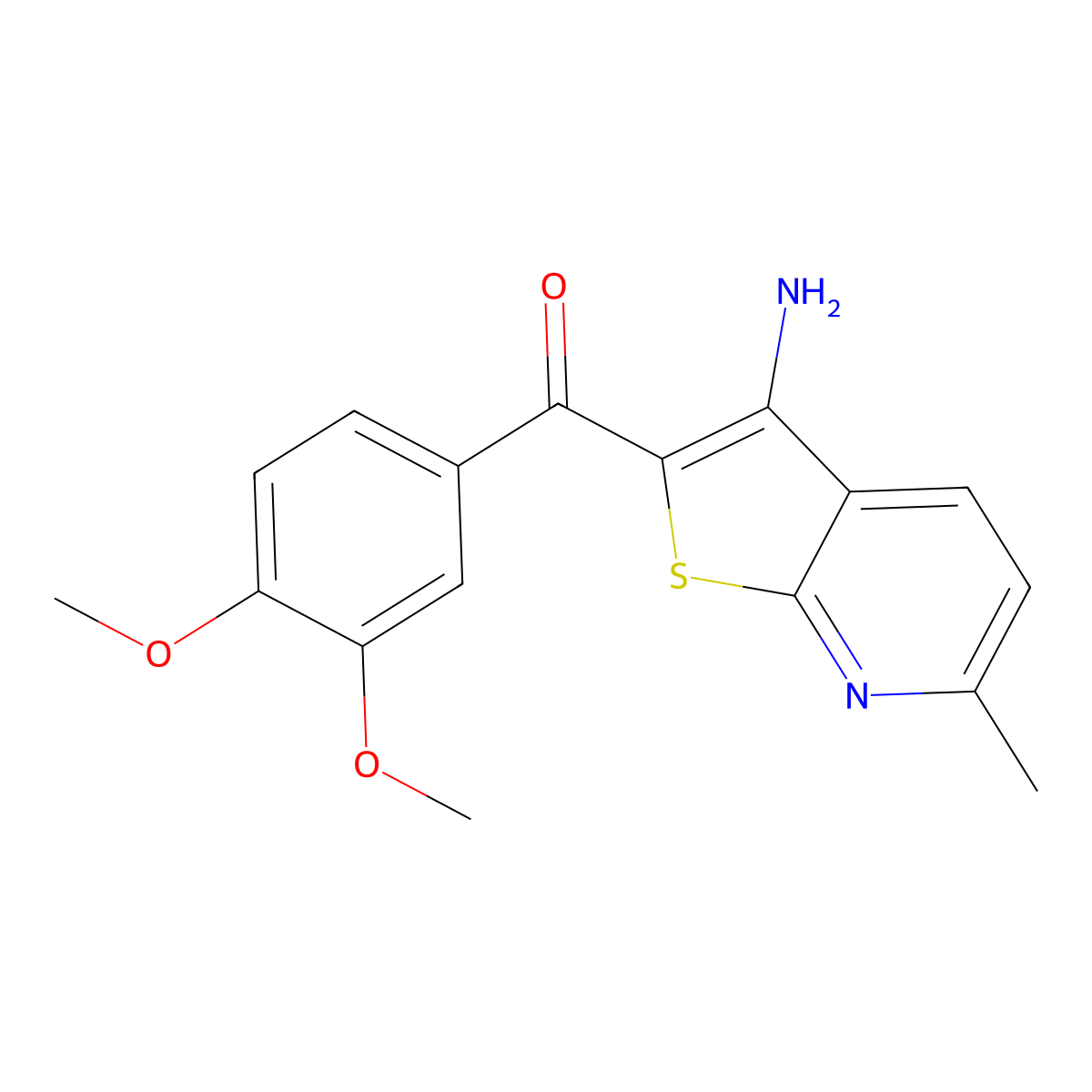 (3-Amino-6-methylthieno[2,3-b]pyridin-2-yl)(3,4-dimethoxyphenyl)methanone molecular structure, CAS 335402-92-1