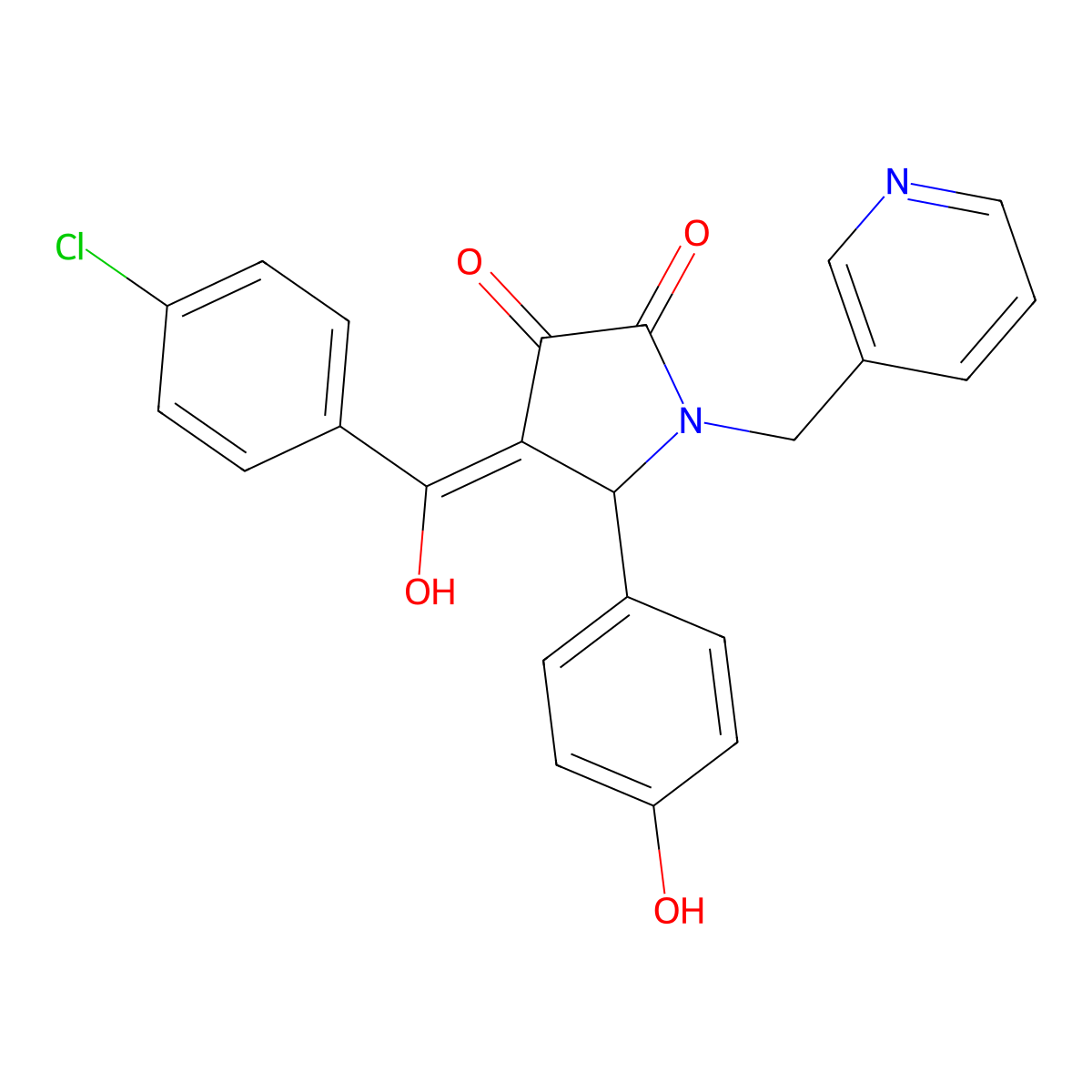 4-[(4-Chlorophenyl)-hydroxymethylidene]-5-(4-hydroxyphenyl)-1-(pyridin-3-ylmethyl)pyrrolidine-2,3-dione molecular structure, CAS 335403-00-4