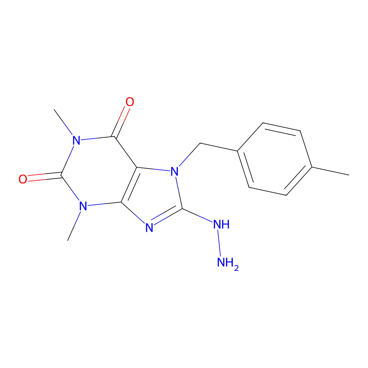 8-Hydrazinyl-1,3-dimethyl-7-[(4-methylphenyl)methyl]purine-2,6-dione molecular structure, CAS 335403-10-6