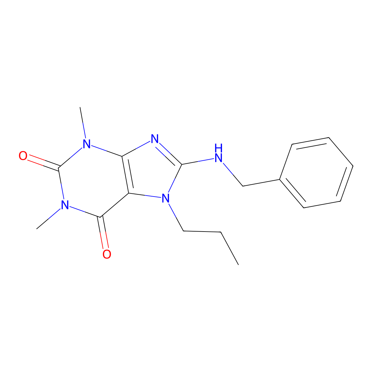 8-(benzylamino)-1,3-dimethyl-7-propyl-1H-purine-2,6(3H,7H)-dione molecular structure, CAS 335403-27-5