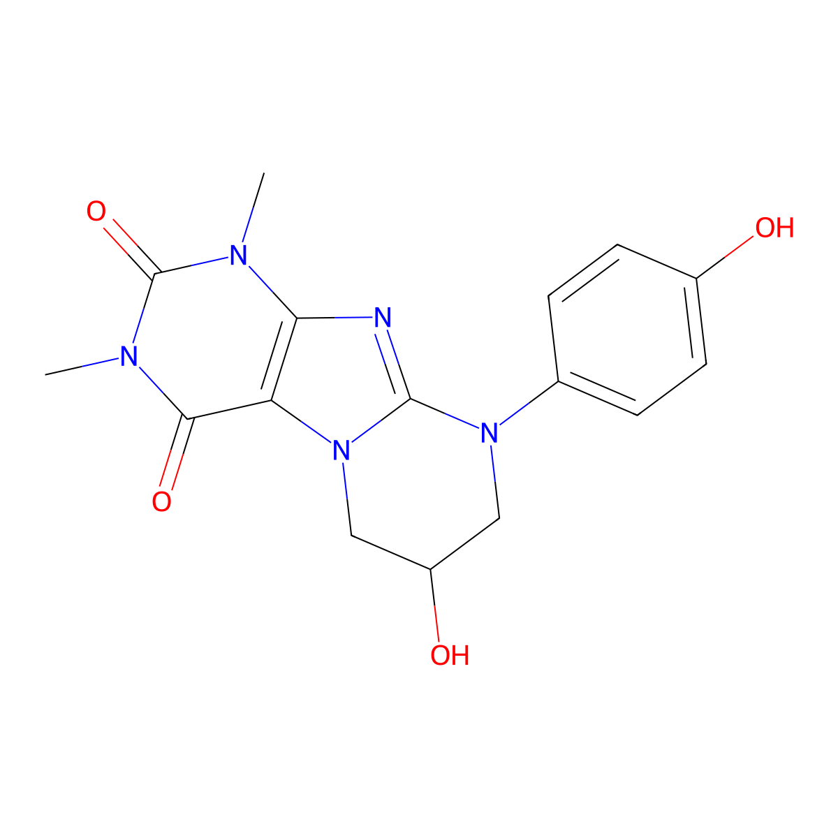 7-hydroxy-9-(4-hydroxyphenyl)-1,3-dimethyl-7,8-dihydro-6H-purino[7,8-a]pyrimidine-2,4-dione molecular structure, CAS 335403-33-3