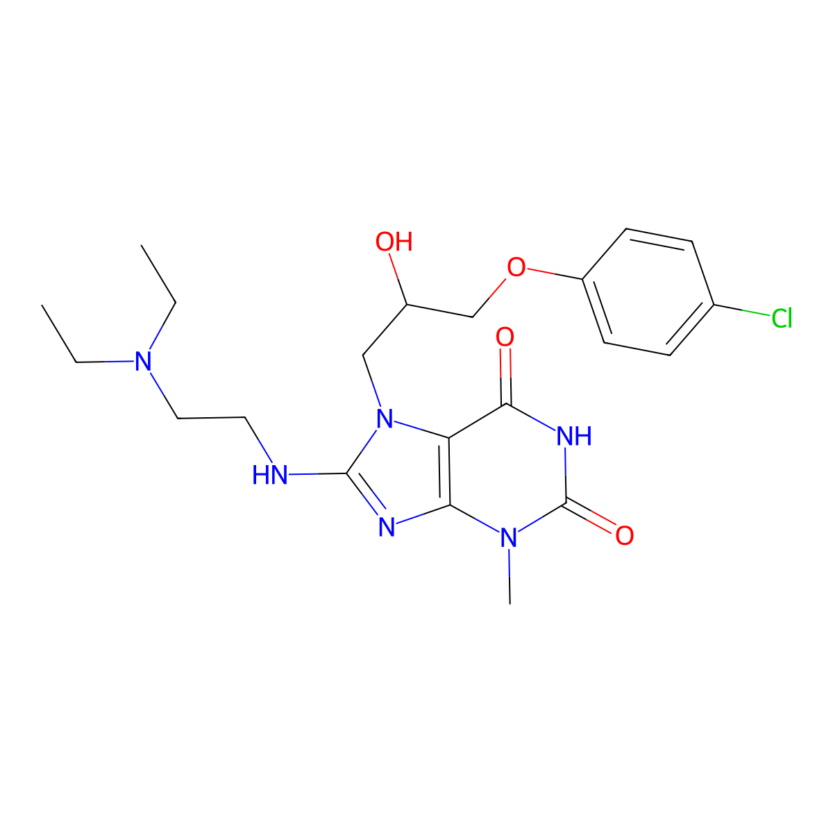 7-(3-(4-chlorophenoxy)-2-hydroxypropyl)-8-((2-(diethylamino)ethyl)amino)-3-methyl-1H-purine-2,6(3H,7H)-dione molecular structure, CAS 335403-73-1