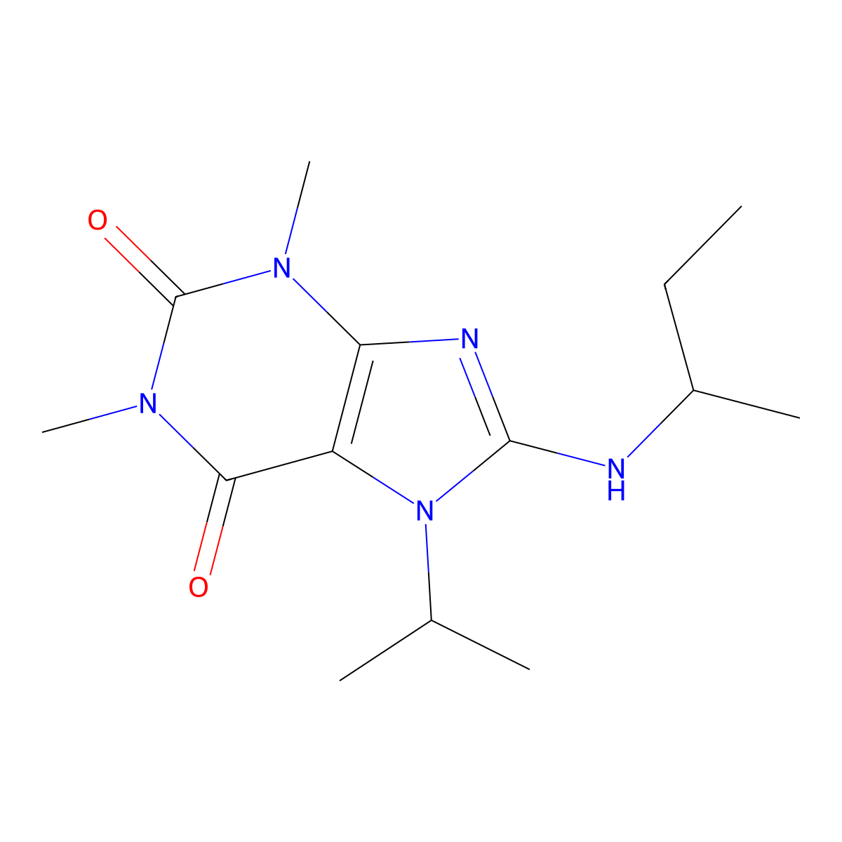 8-(sec-butylamino)-7-isopropyl-1,3-dimethyl-1H-purine-2,6(3H,7H)-dione molecular structure, CAS 335403-76-4