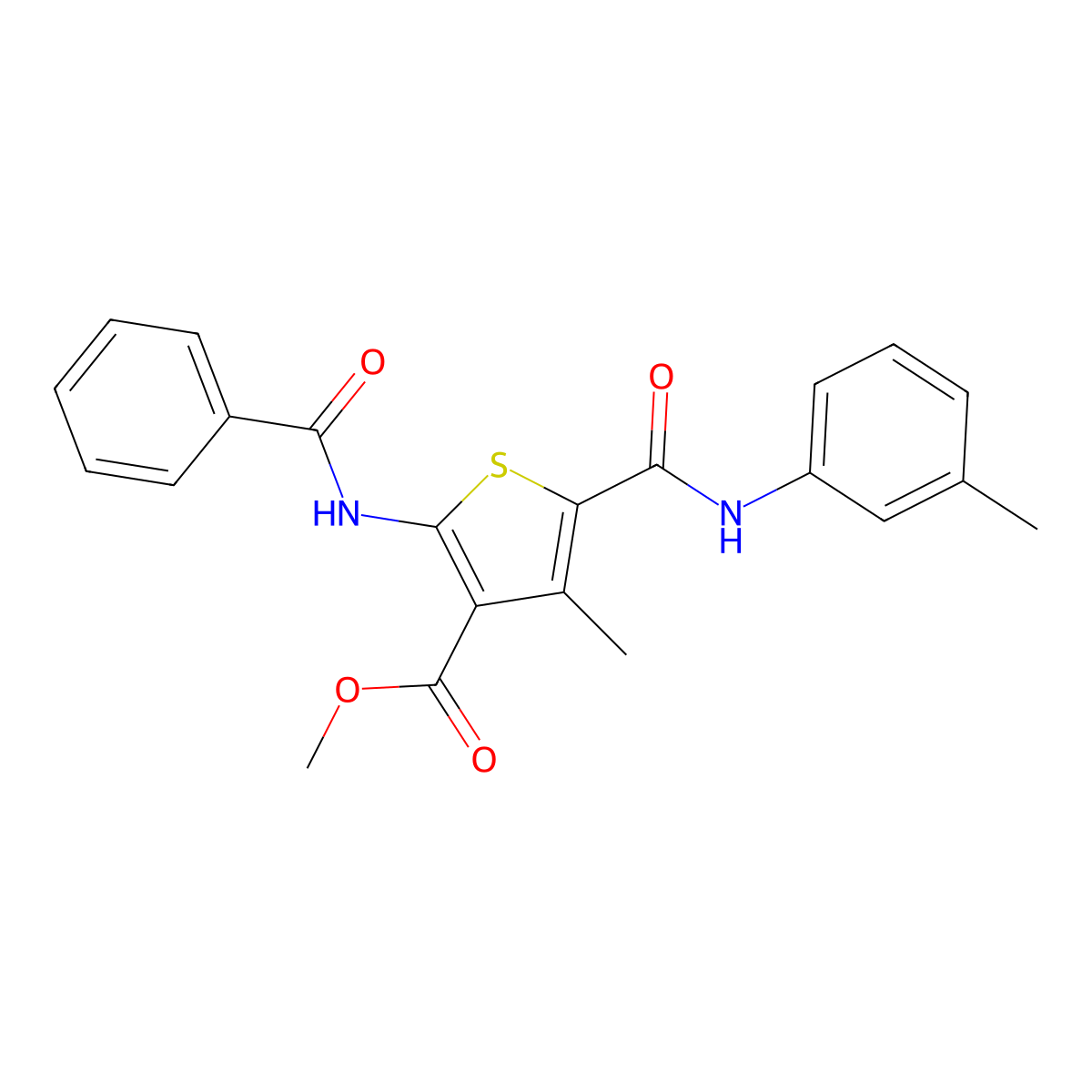 Methyl 2-benzamido-4-methyl-5-(m-tolylcarbamoyl)thiophene-3-carboxylate molecular structure, CAS 335409-79-5