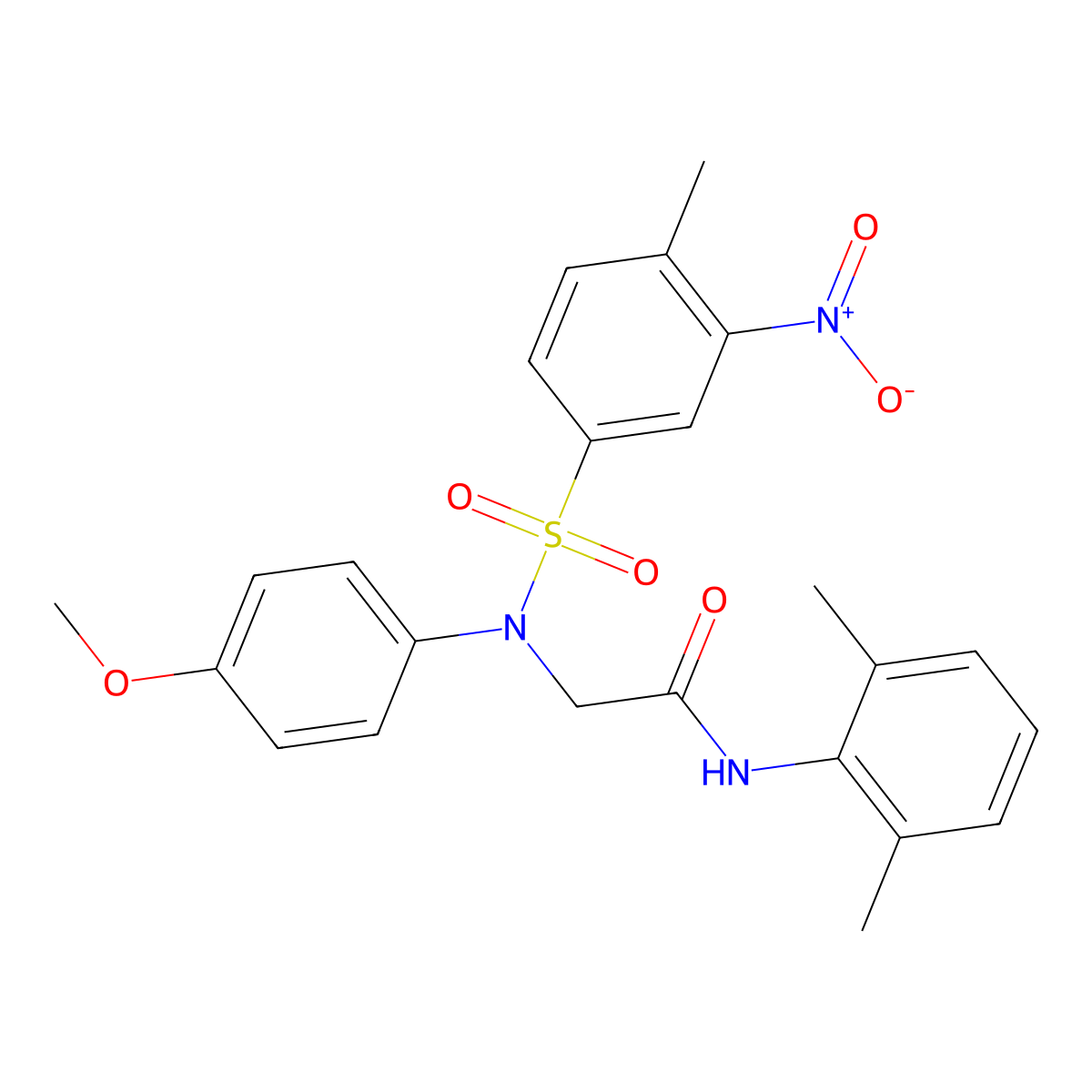 N-(2,6-dimethylphenyl)-2-(4-methoxy-N-(4-methyl-3-nitrophenyl)sulfonylanilino)acetamide molecular structure, CAS 335414-21-6