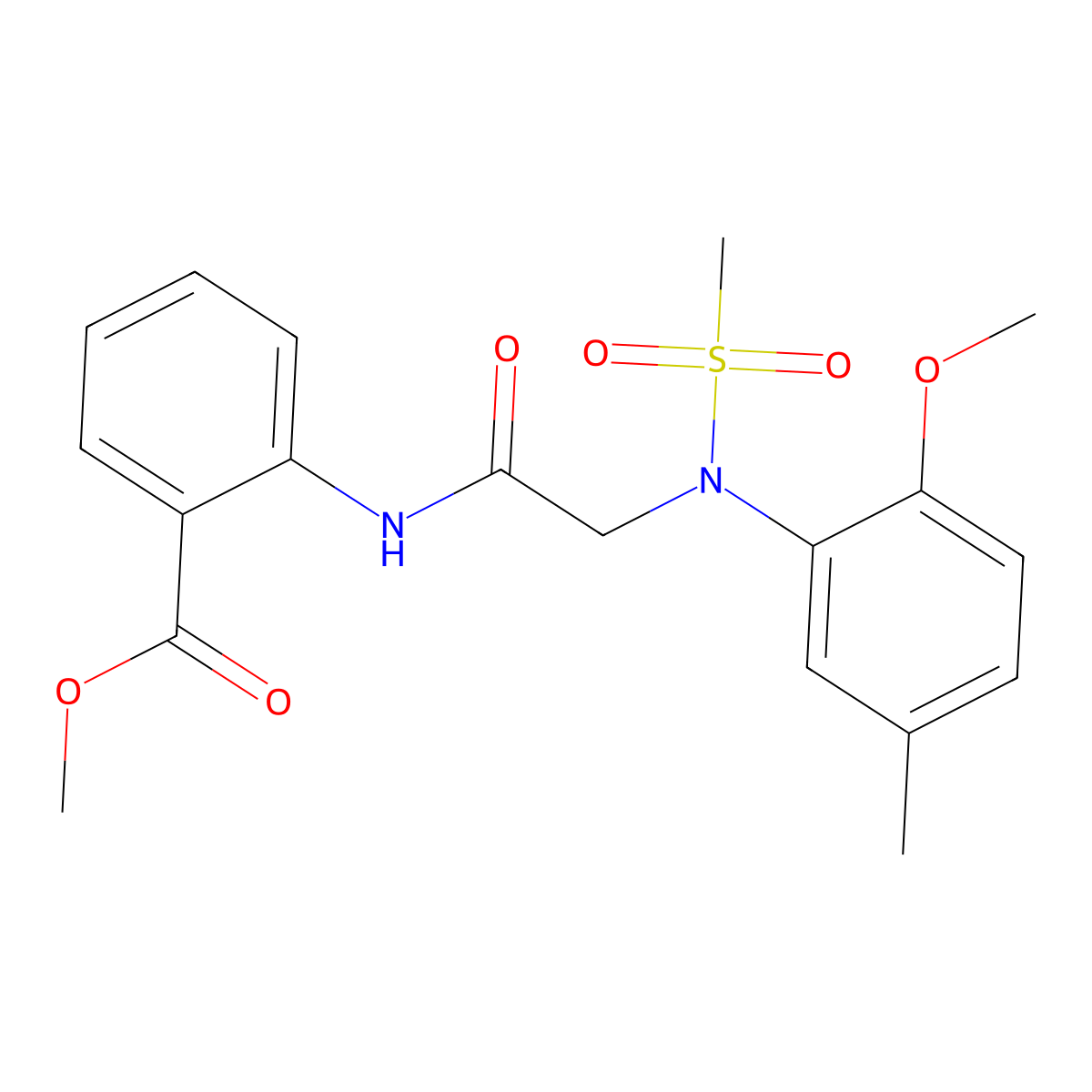Methyl 2-({[2-methoxy-5-methyl(methylsulfonyl)anilino]acetyl}amino)benzoate molecular structure, CAS 335415-24-2