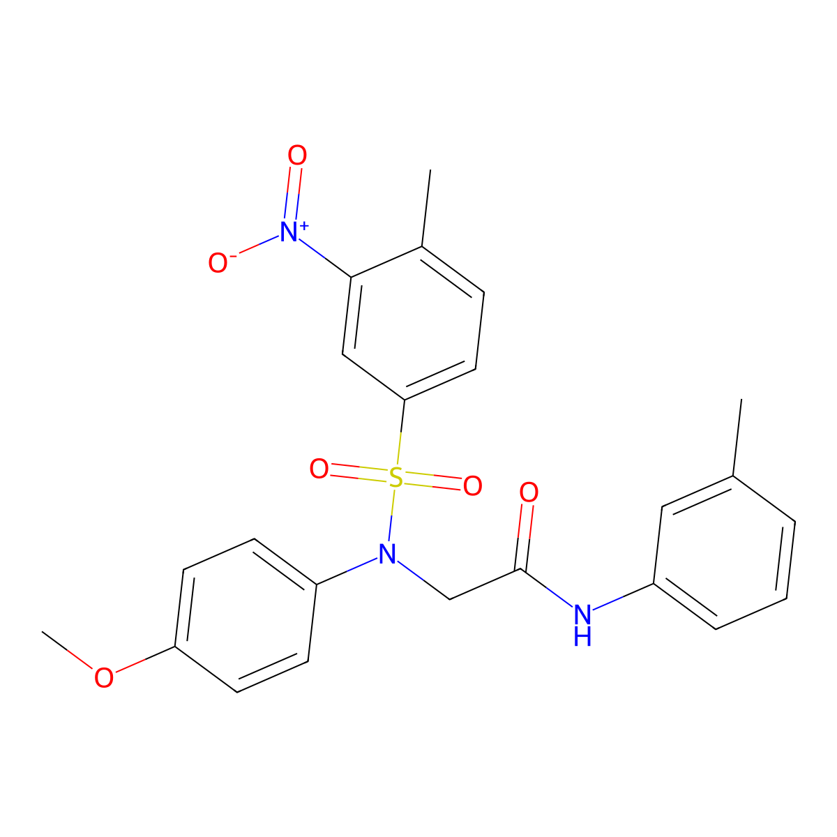 2-(4-methoxy-N-(4-methyl-3-nitrophenyl)sulfonylanilino)-N-(3-methylphenyl)acetamide molecular structure, CAS 335415-40-2