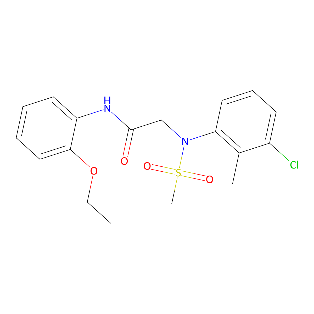 2-(3-chloro-2-methyl-N-methylsulfonylanilino)-N-(2-ethoxyphenyl)acetamide molecular structure, CAS 335416-37-0
