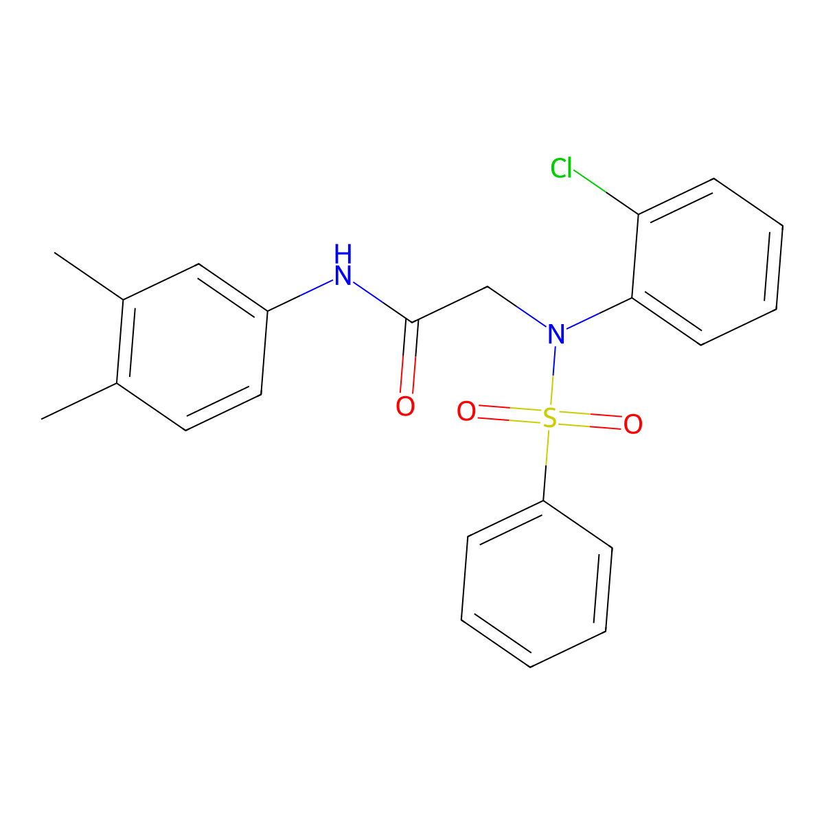 2-[N-(benzenesulfonyl)-2-chloroanilino]-N-(3,4-dimethylphenyl)acetamide molecular structure, CAS 335416-41-6