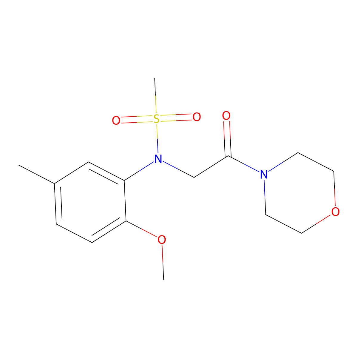 N-(2-methoxy-5-methylphenyl)-N-(2-morpholin-4-yl-2-oxoethyl)methanesulfonamide molecular structure, CAS 335416-51-8
