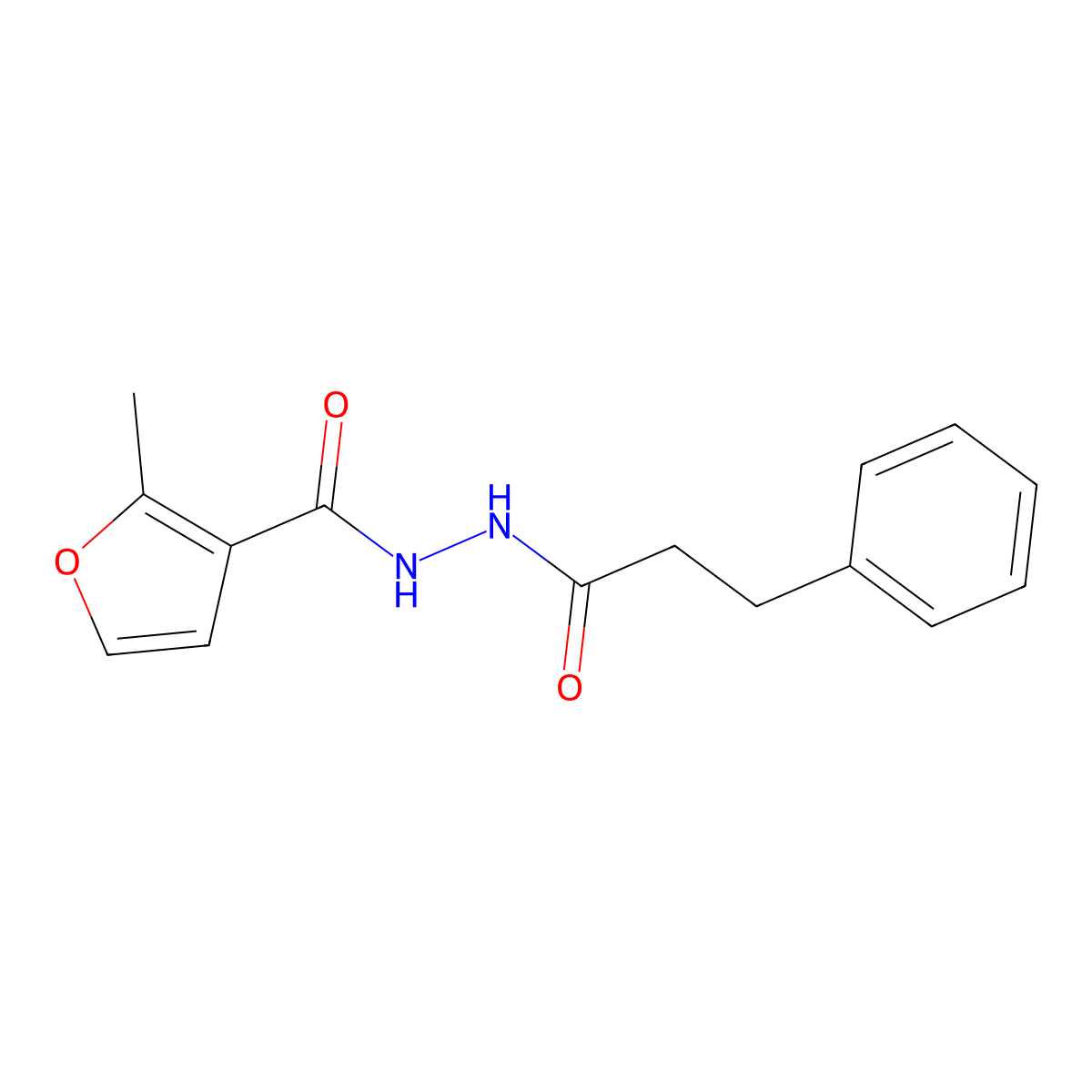 2-methyl-N'-(3-phenylpropanoyl)-3-furohydrazide molecular structure, CAS 335416-67-6