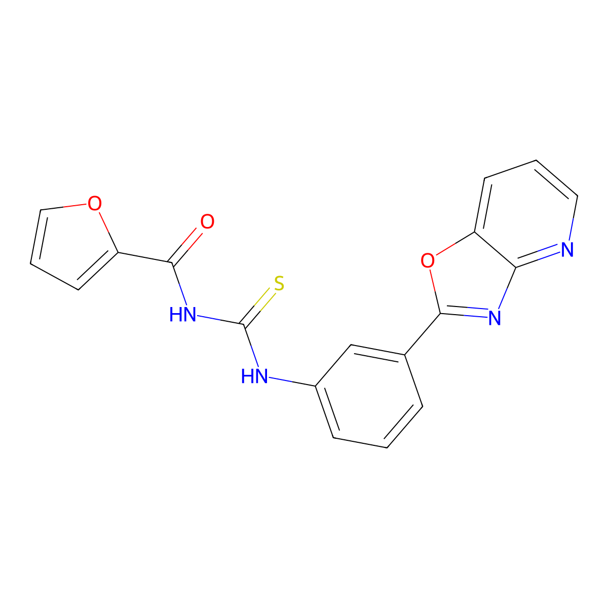 N-[[3-(2-oxazolo[4,5-b]pyridinyl)anilino]-sulfanylidenemethyl]-2-furancarboxamide molecular structure, CAS 335417-92-0